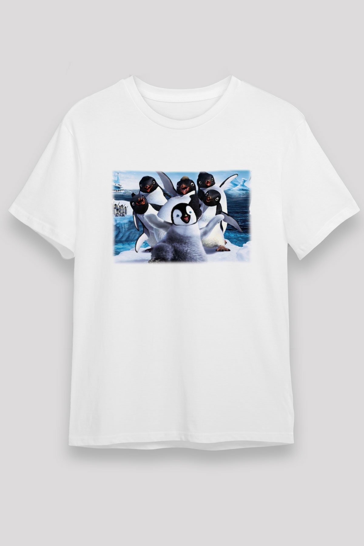 Penguen Beyaz Unisex Tişört T-Shirt - TişörtFabrikası
