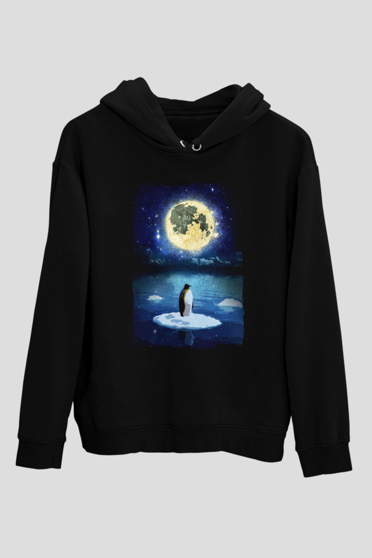Penguen Siyah Unisex Hoodie