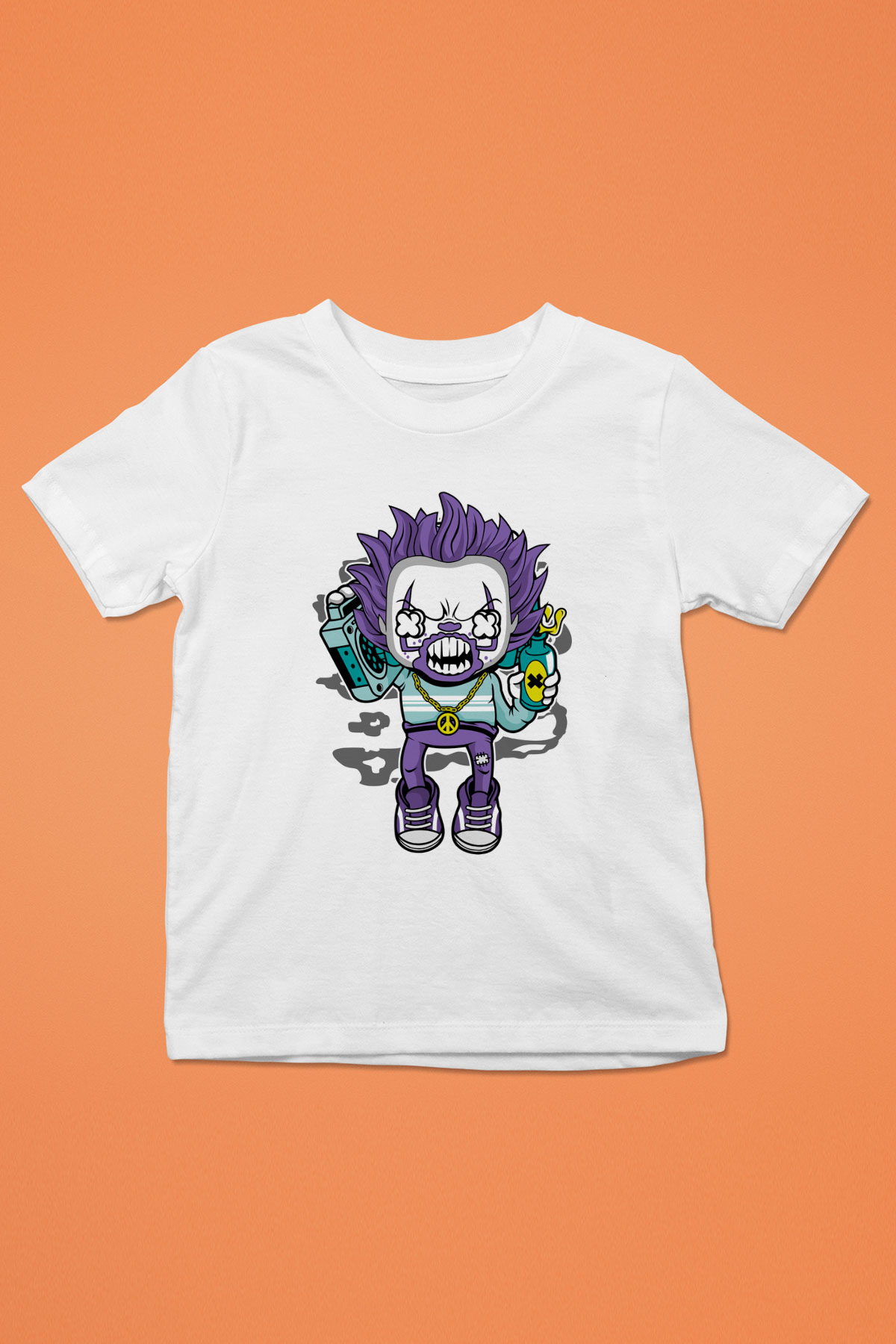 Pennywise Boombox Baskılı Beyaz Unisex Çocuk Tişört