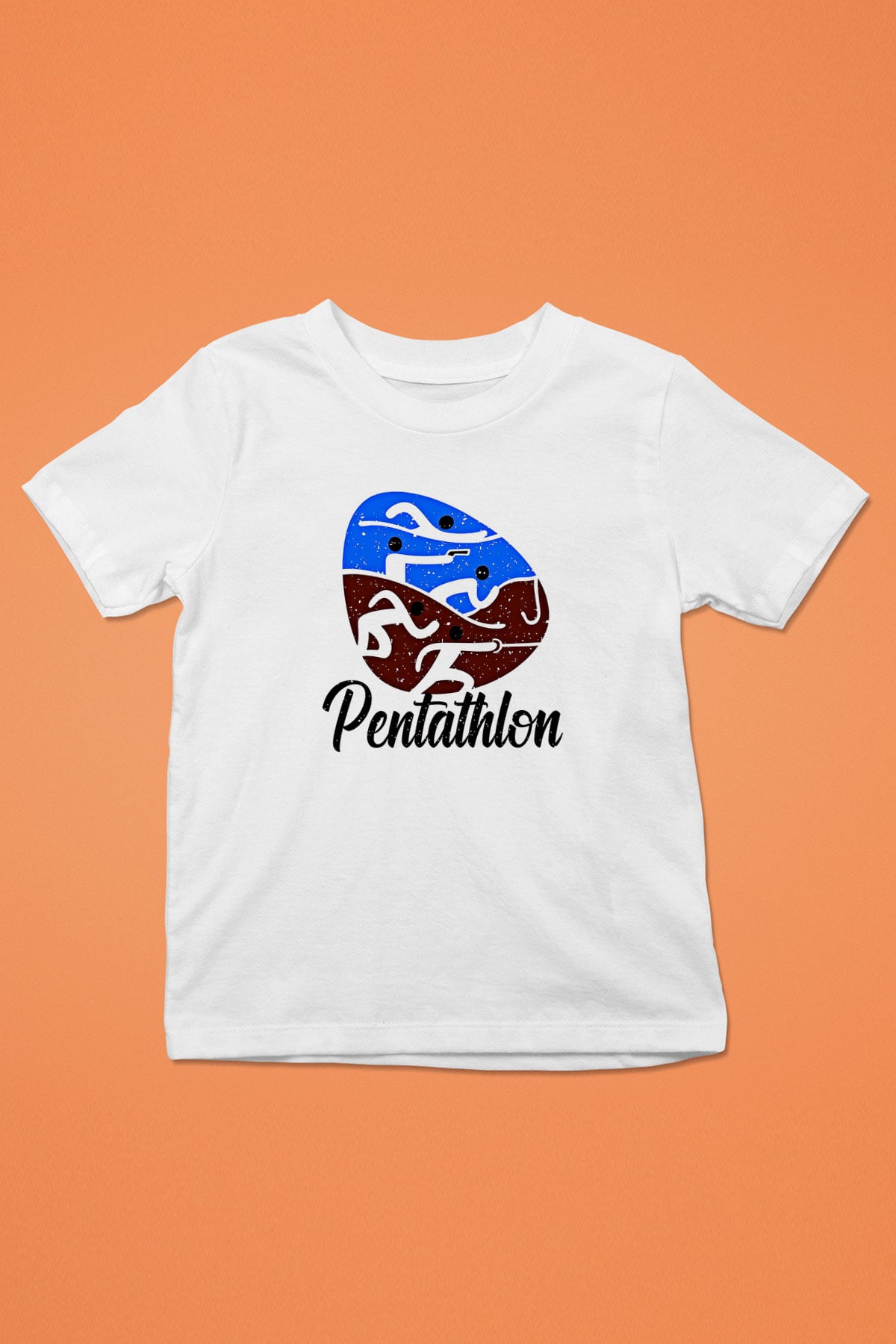 Pentathlon Baskılı Unisex Beyaz Çocuk Tişört - Tshirt