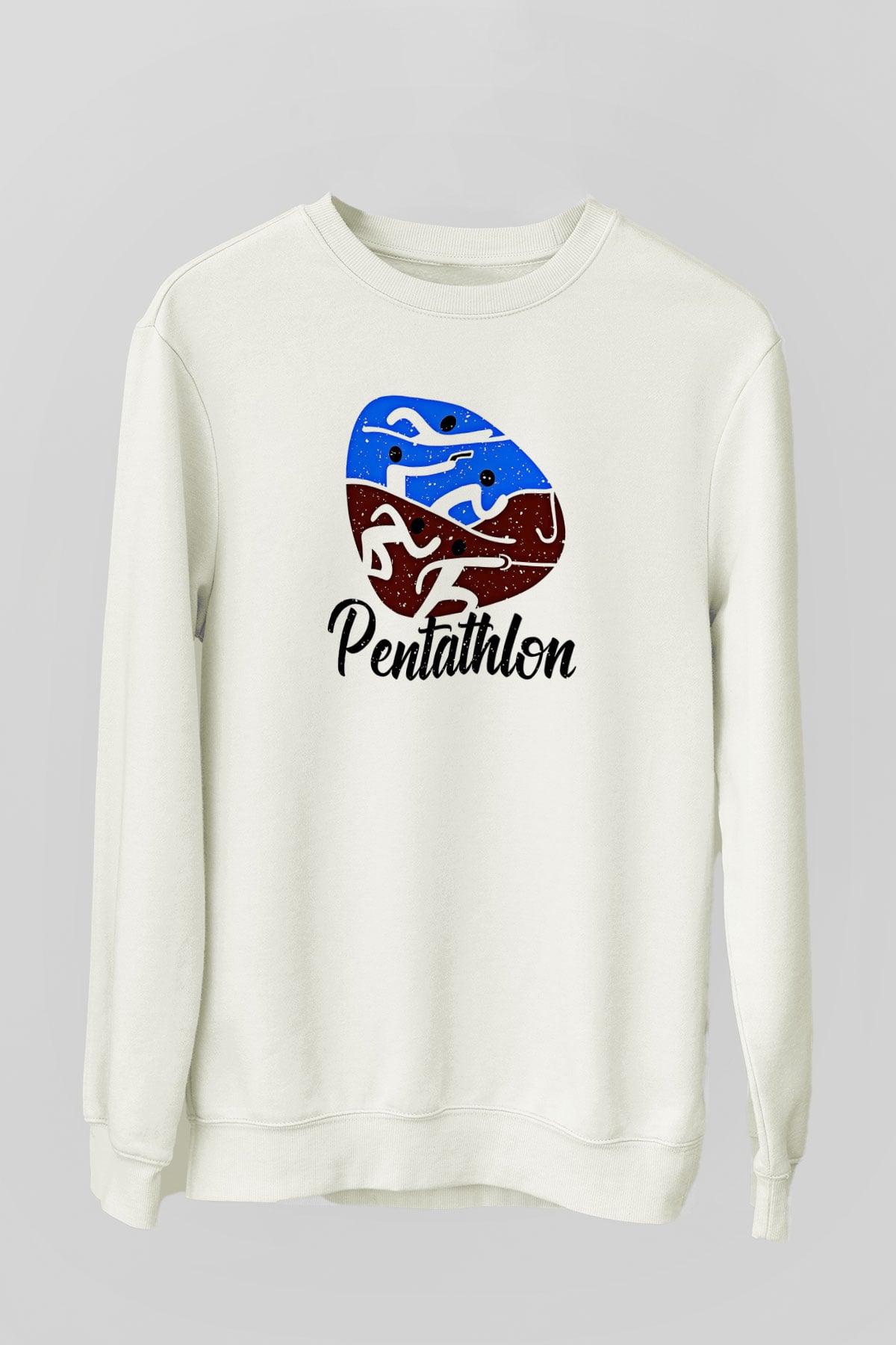 Pentathlon Baskılı Unisex Ekru Sweatshirt