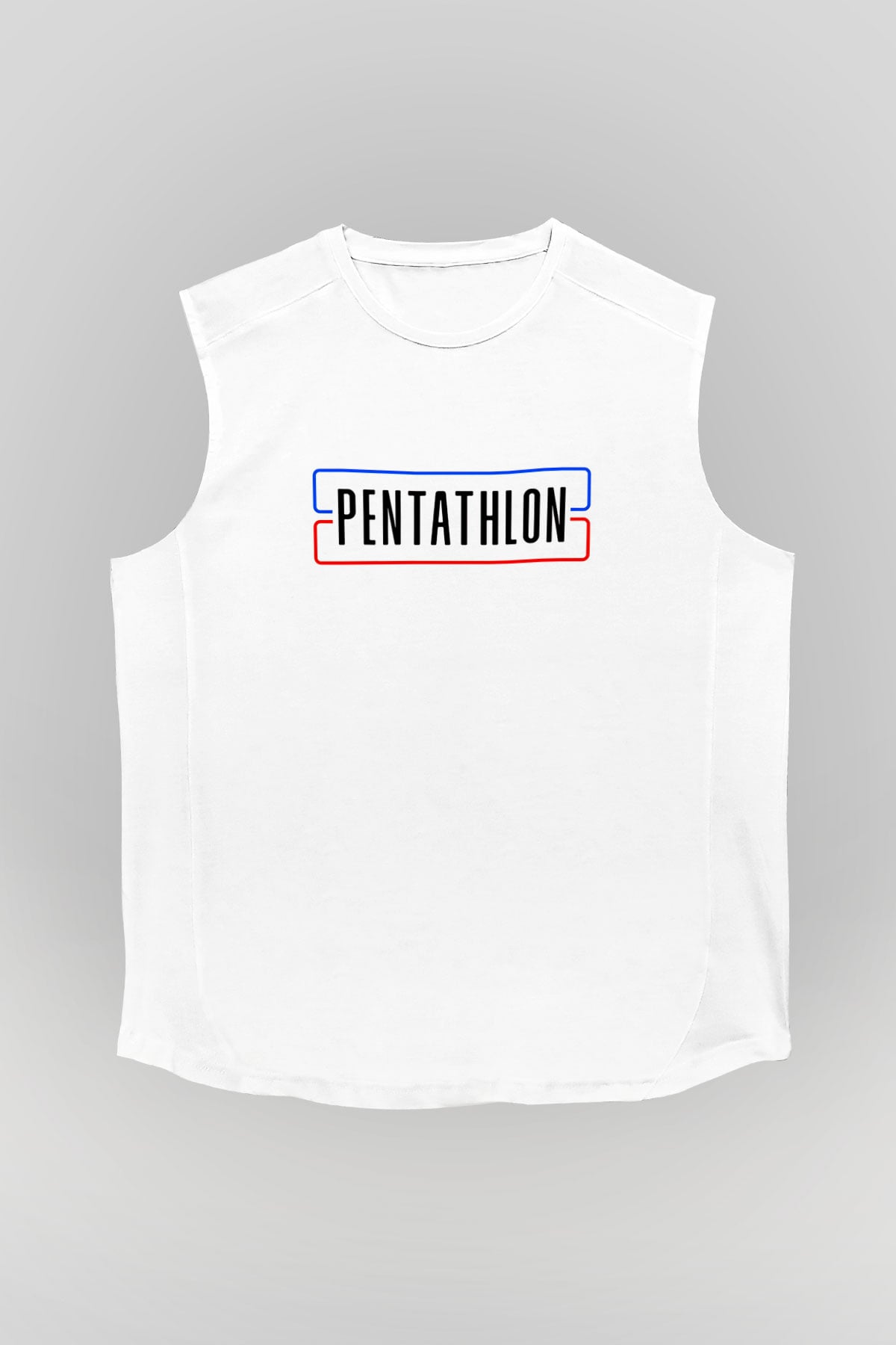 Pentathlon Baskılı Unisex Kolsuz Beyaz Tişört