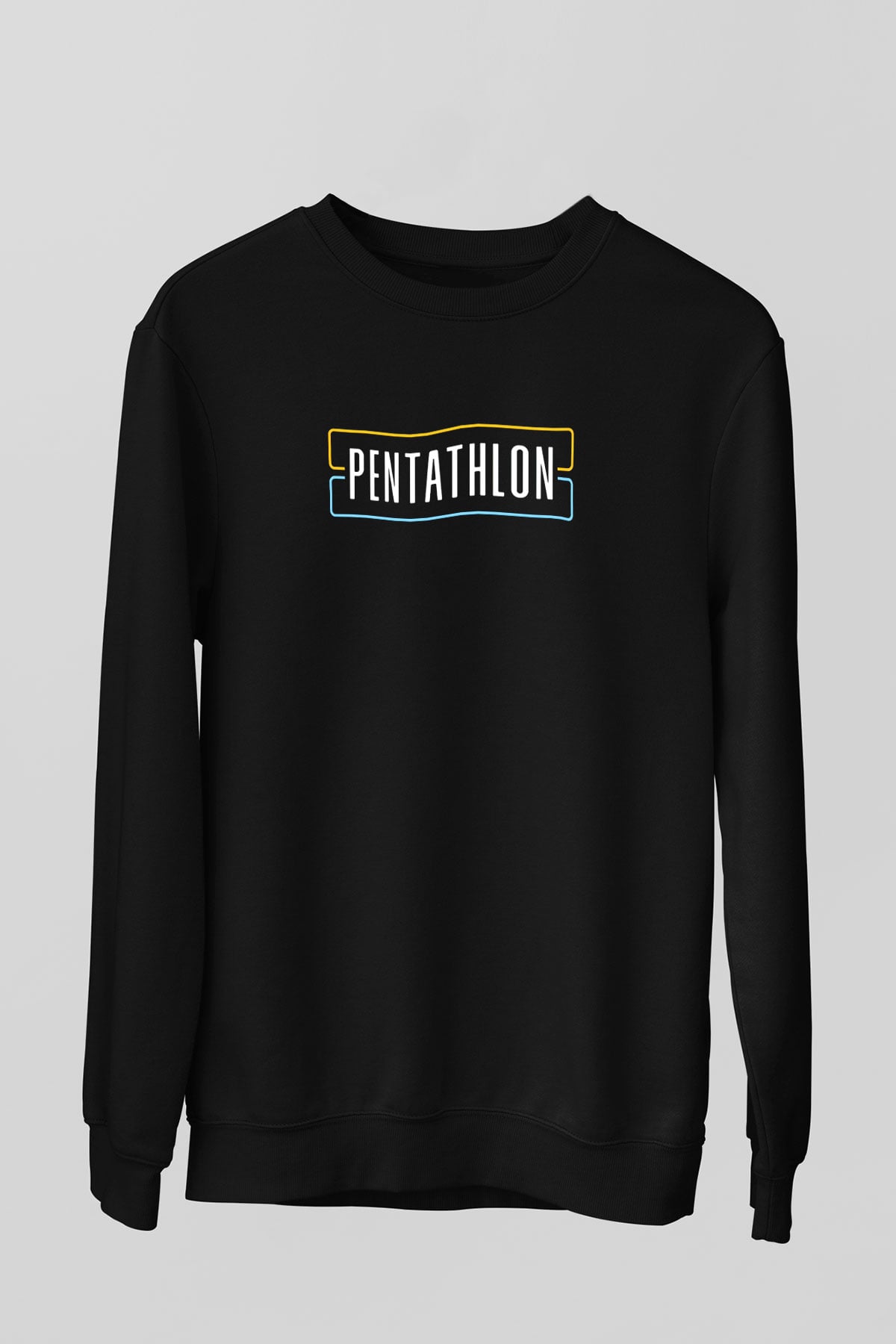 Pentathlon Baskılı Unisex Siyah Sweatshirt