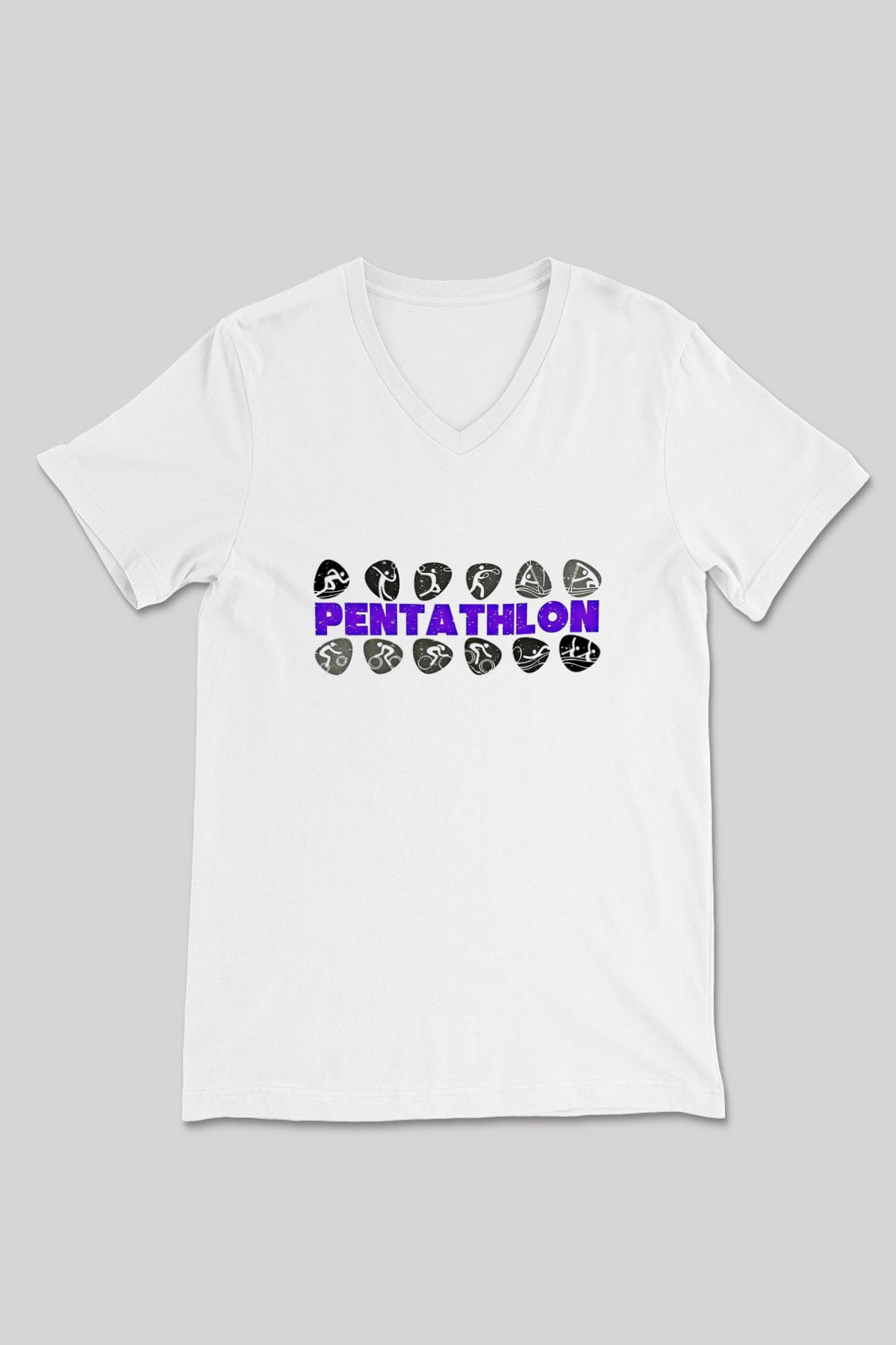 Pentathlon Baskılı Unisex V Yaka Tişört - Tshirt