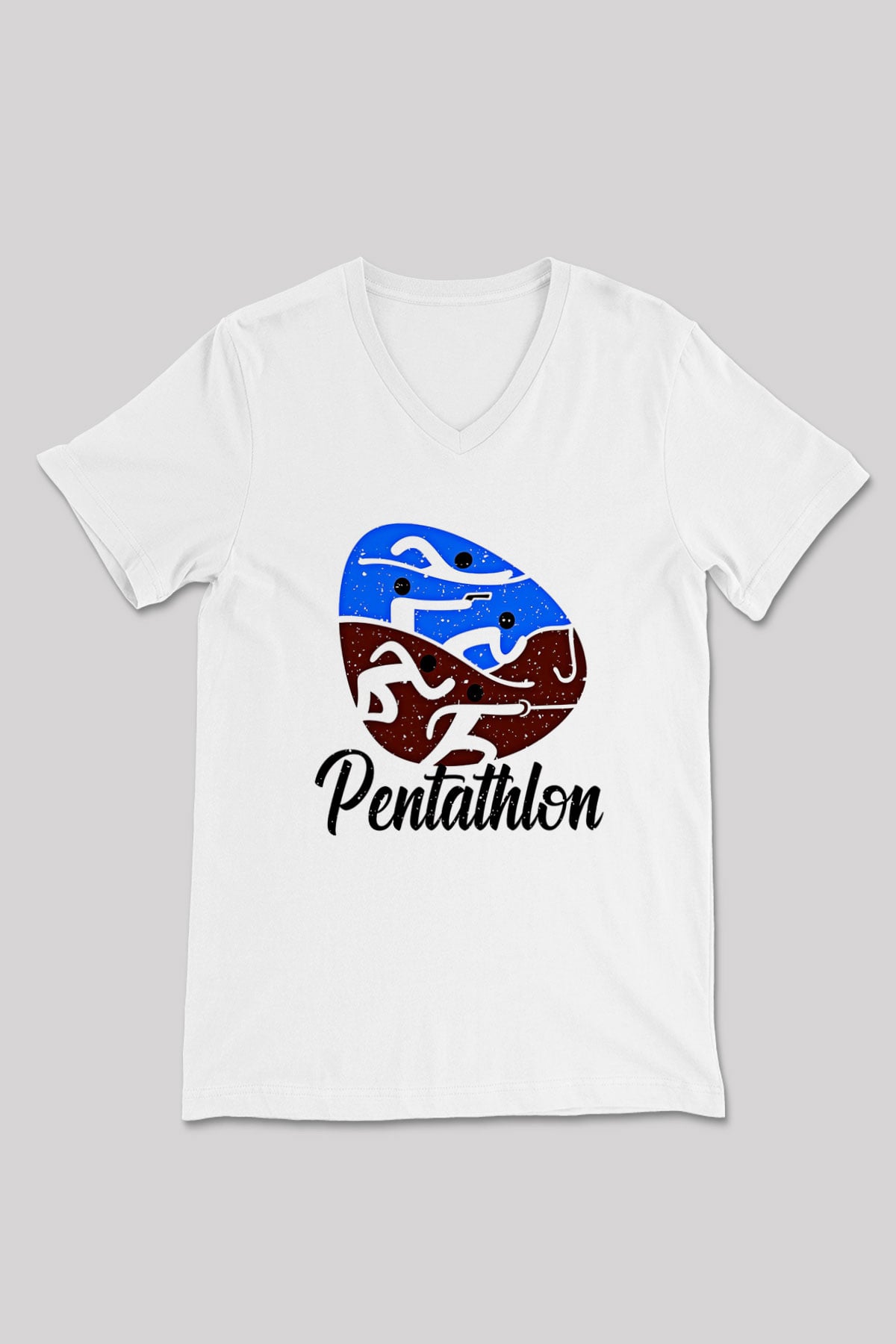 Pentathlon Baskılı Unisex V Yaka Tişört - Tshirt