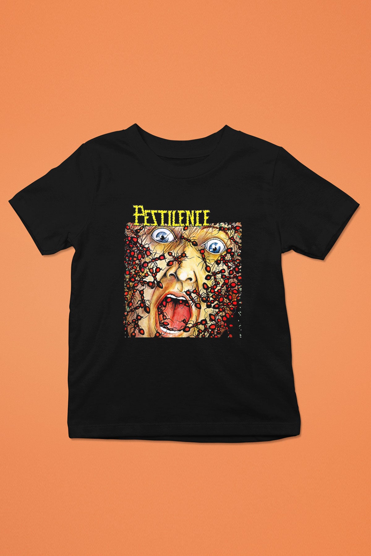 Pestilence Baskılı Unisex Siyah Çocuk Tişört - Tshirt