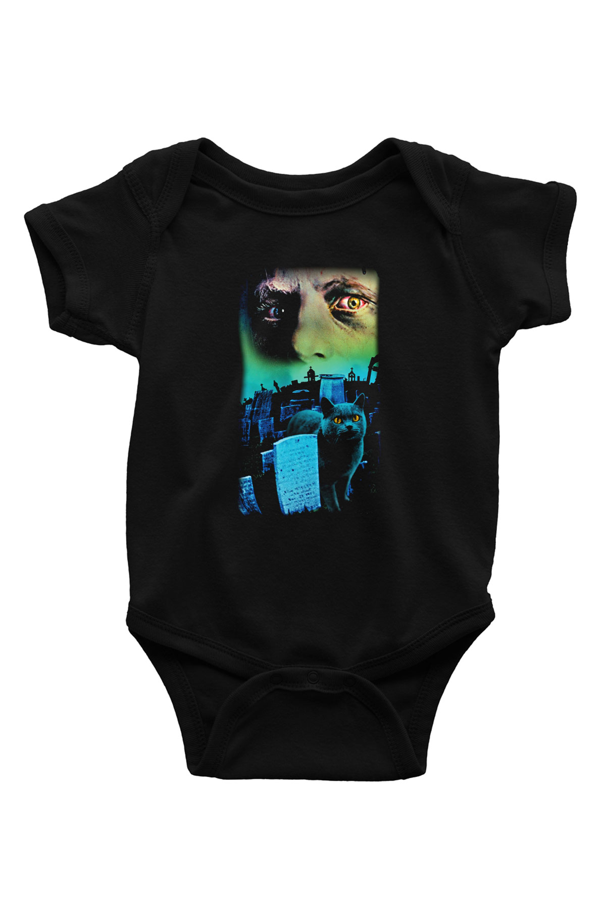 Pet Sematary Baskılı Siyah Bebek Body - Zıbın