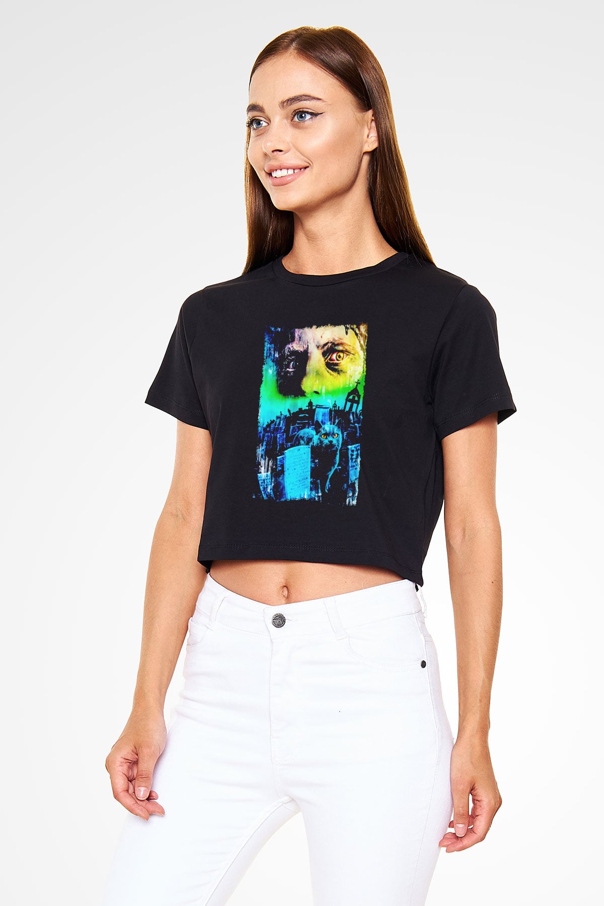 Pet Sematary Siyah   Crop Top Tişört