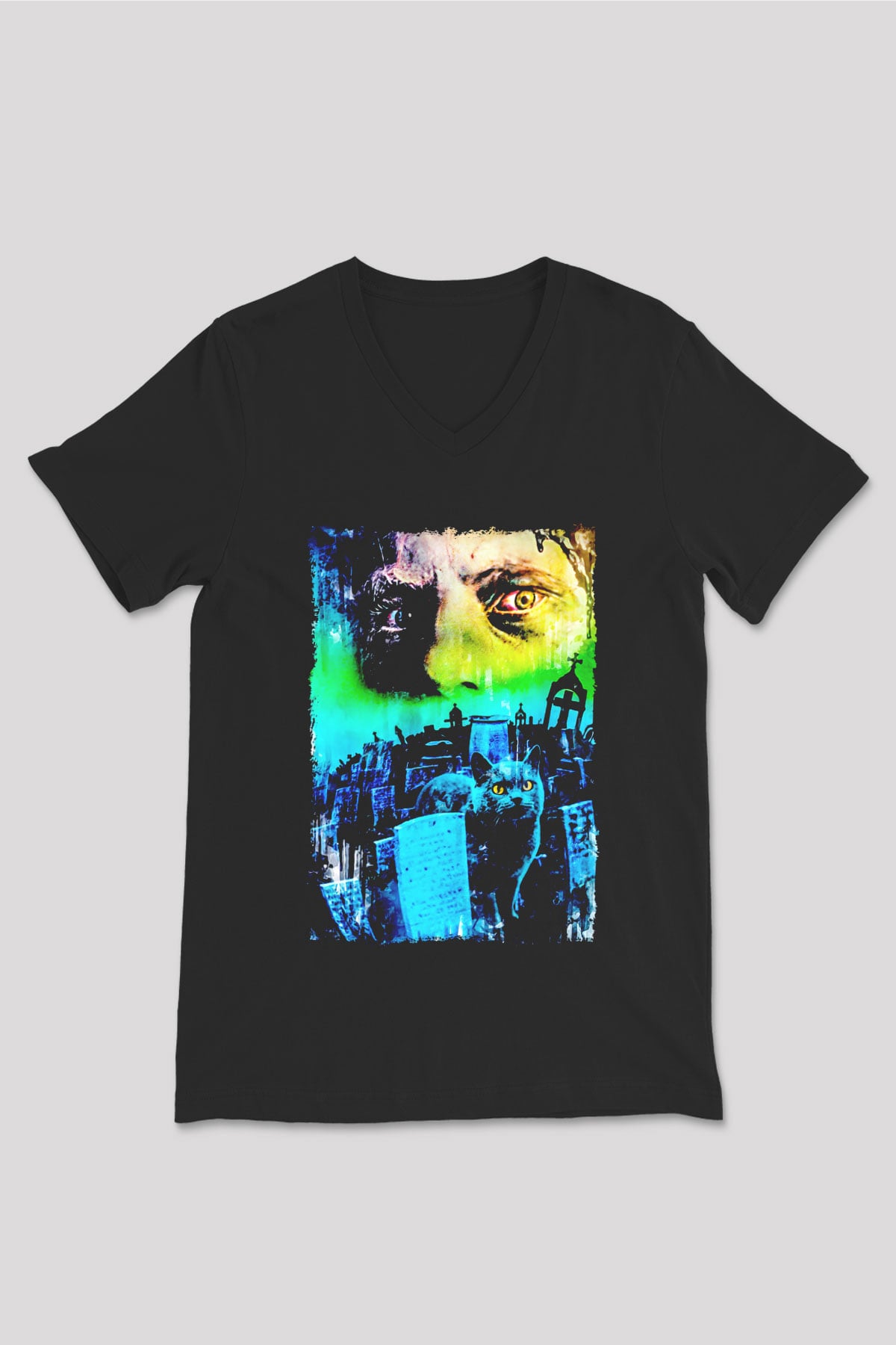 Pet Sematary Siyah Unisex  V Yaka Tişört