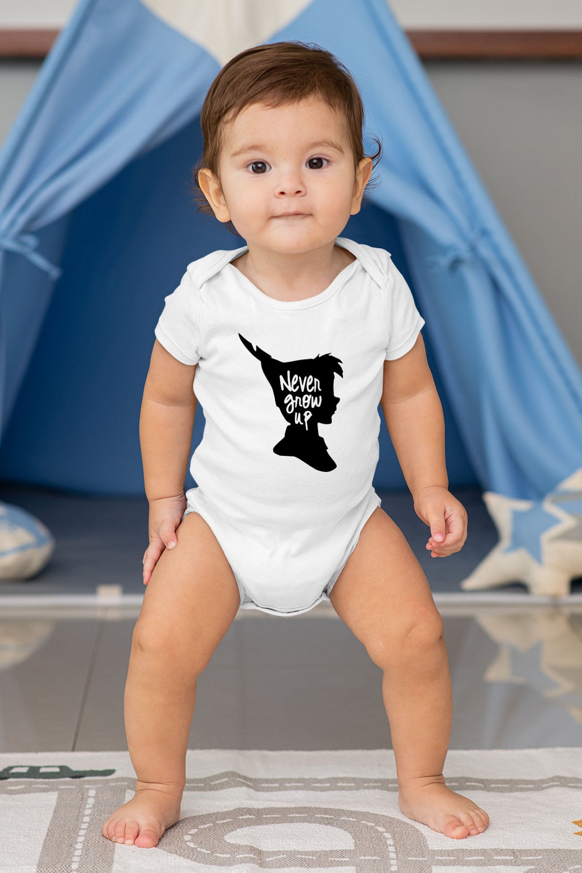 Peter Pan Baskılı Beyaz Unisex Bebek Body - Zıbın