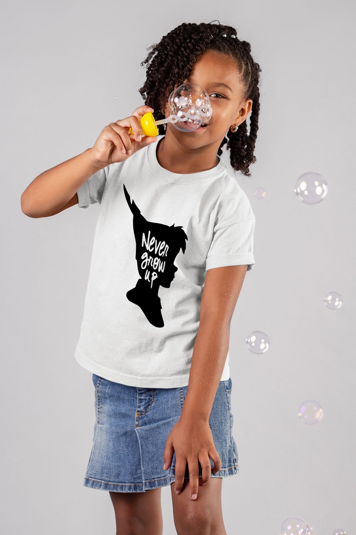 Peter Pan Baskılı Beyaz Unisex Çocuk Tişört