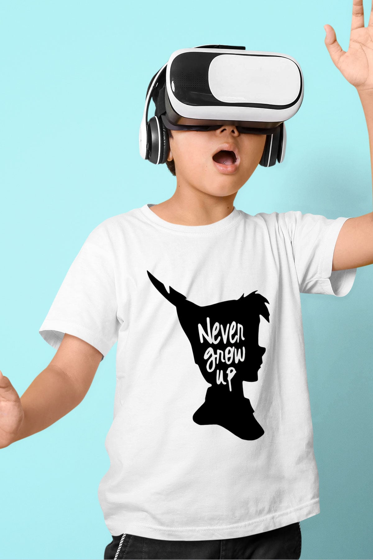 Peter Pan Baskılı Beyaz Unisex Çocuk Tişört