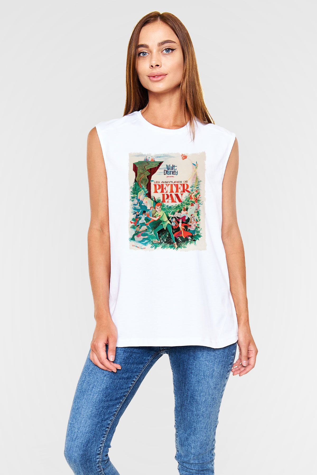 Peter Pan Beyaz Unisex Kolsuz Tişört