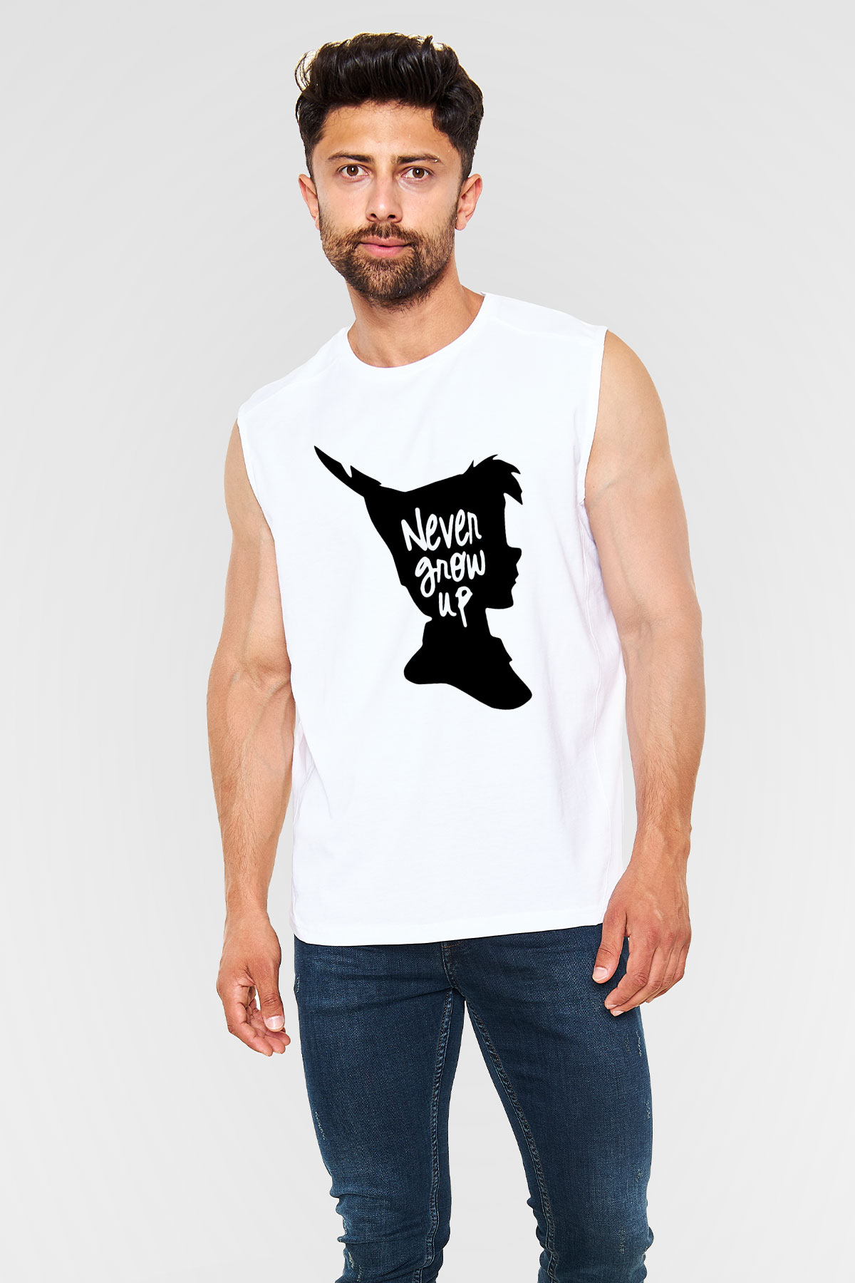 Peter Pan Beyaz Unisex Kolsuz Tişört