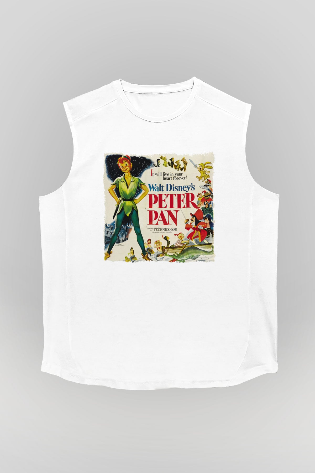Peter Pan Beyaz Unisex Kolsuz Tişört