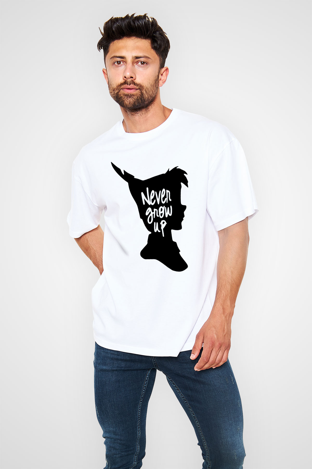Peter Pan Beyaz Unisex Oversize Tişört T-Shirt