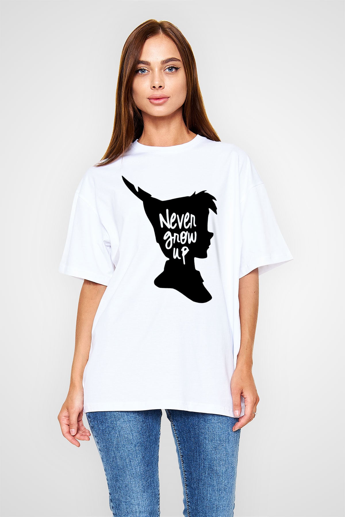 Peter Pan Beyaz Unisex Oversize Tişört T-Shirt