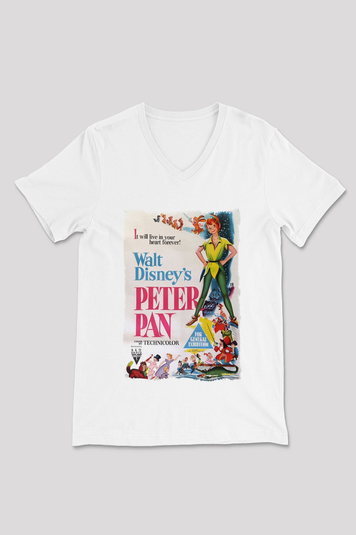 Peter Pan Beyaz Unisex V Yaka Tişört