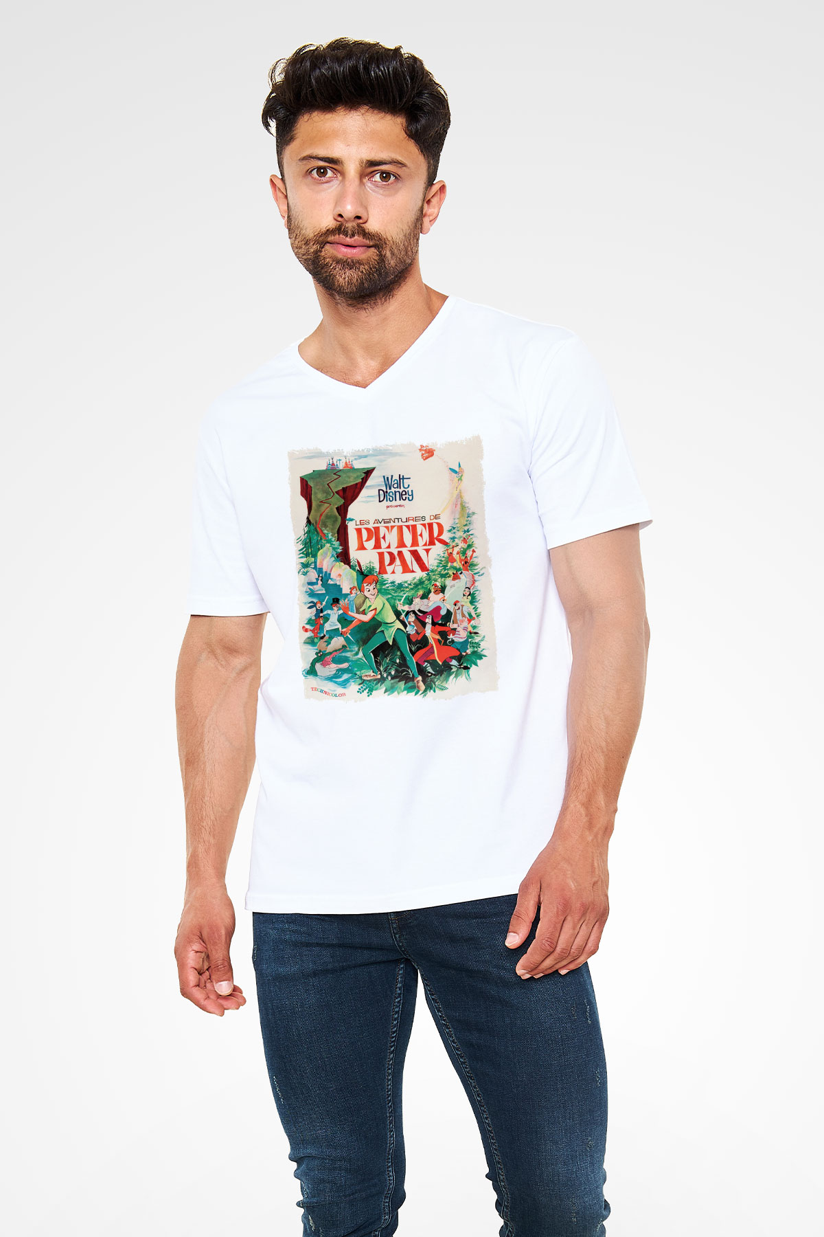 Peter Pan Beyaz Unisex V Yaka Tişört