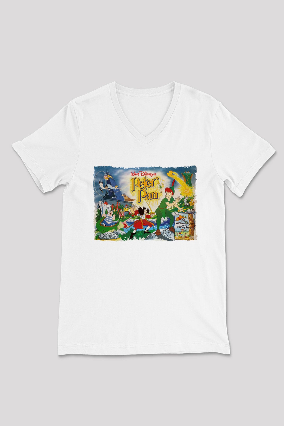 Peter Pan Beyaz Unisex V Yaka Tişört