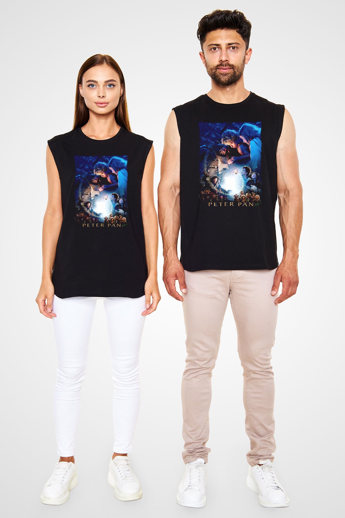 Peter Pan Siyah Unisex Kolsuz Tişört
