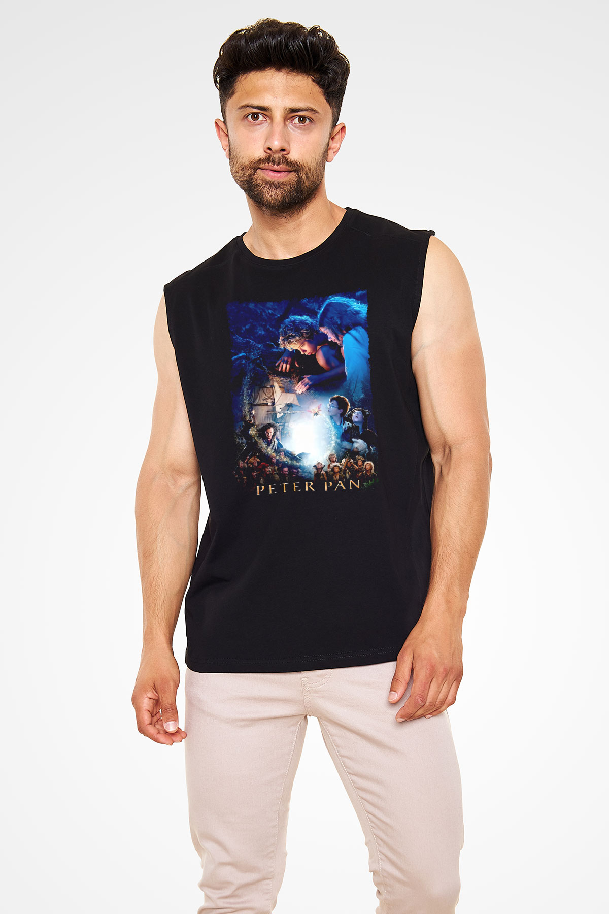 Peter Pan Siyah Unisex Kolsuz Tişört