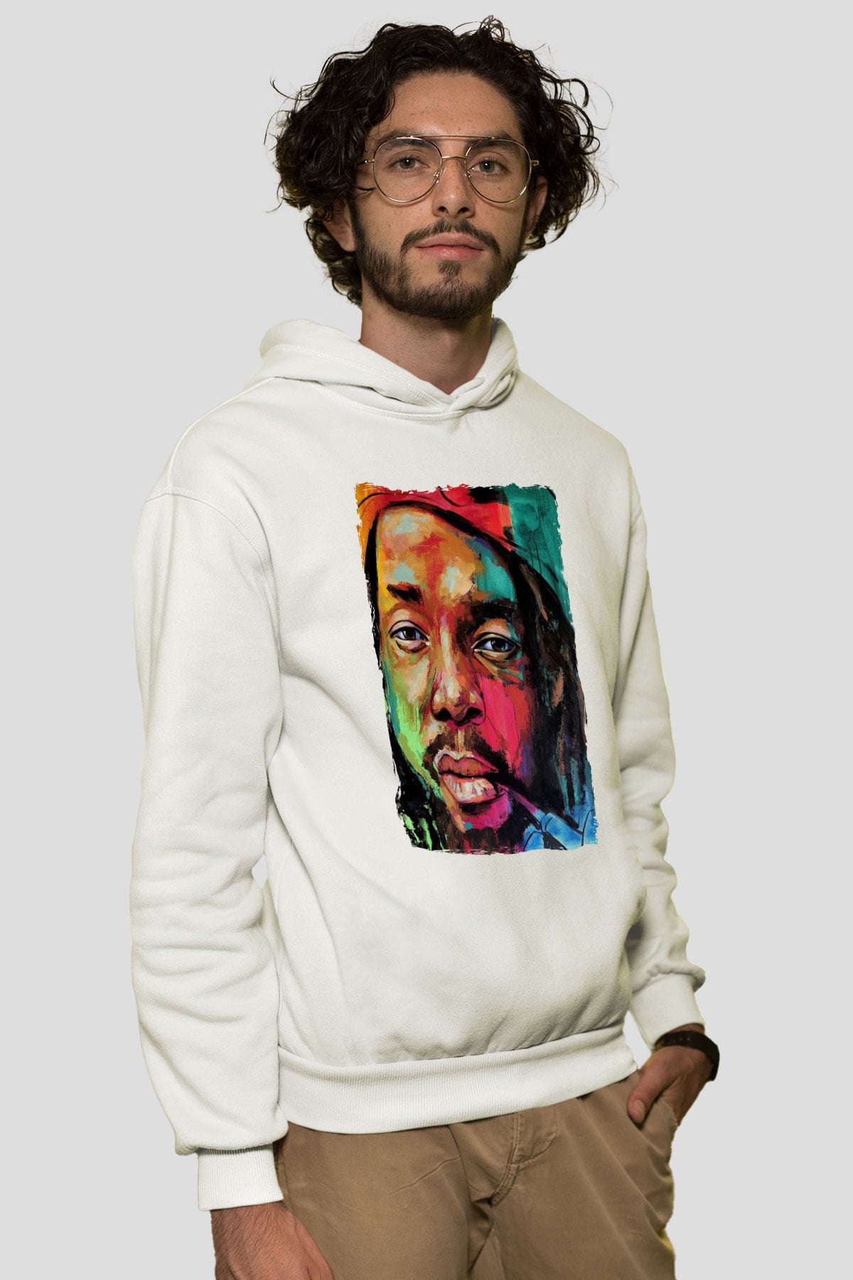 Peter Tosh Beyaz Unisex Kapüşonlu Sweatshirt