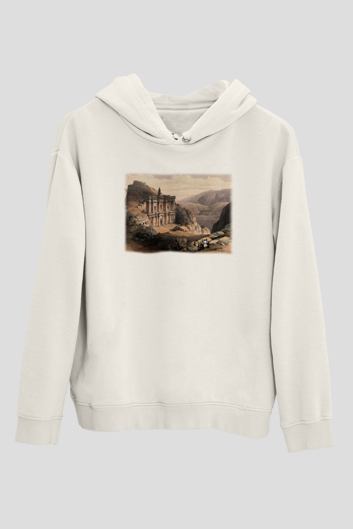 Petra Beyaz Unisex Kapşonlu Sweatshirt