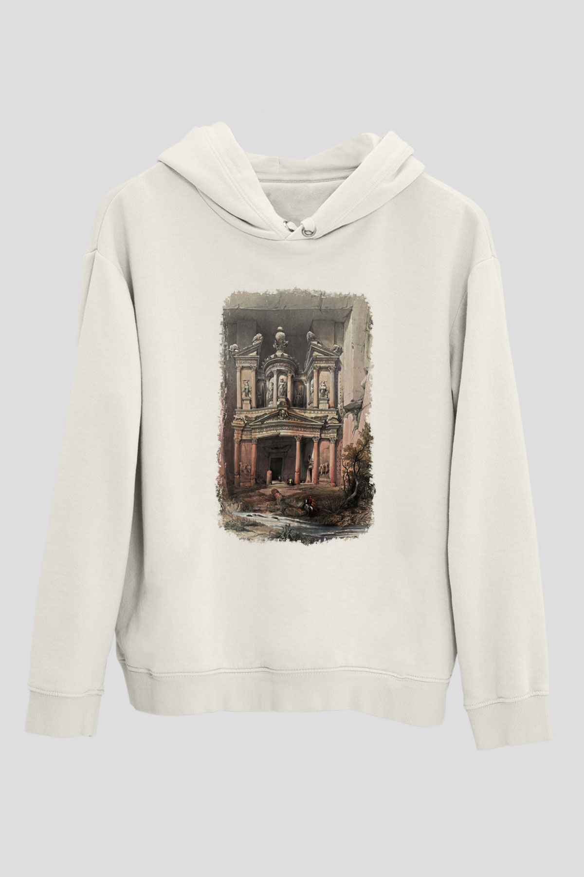 Petra Beyaz Unisex Kapşonlu Sweatshirt