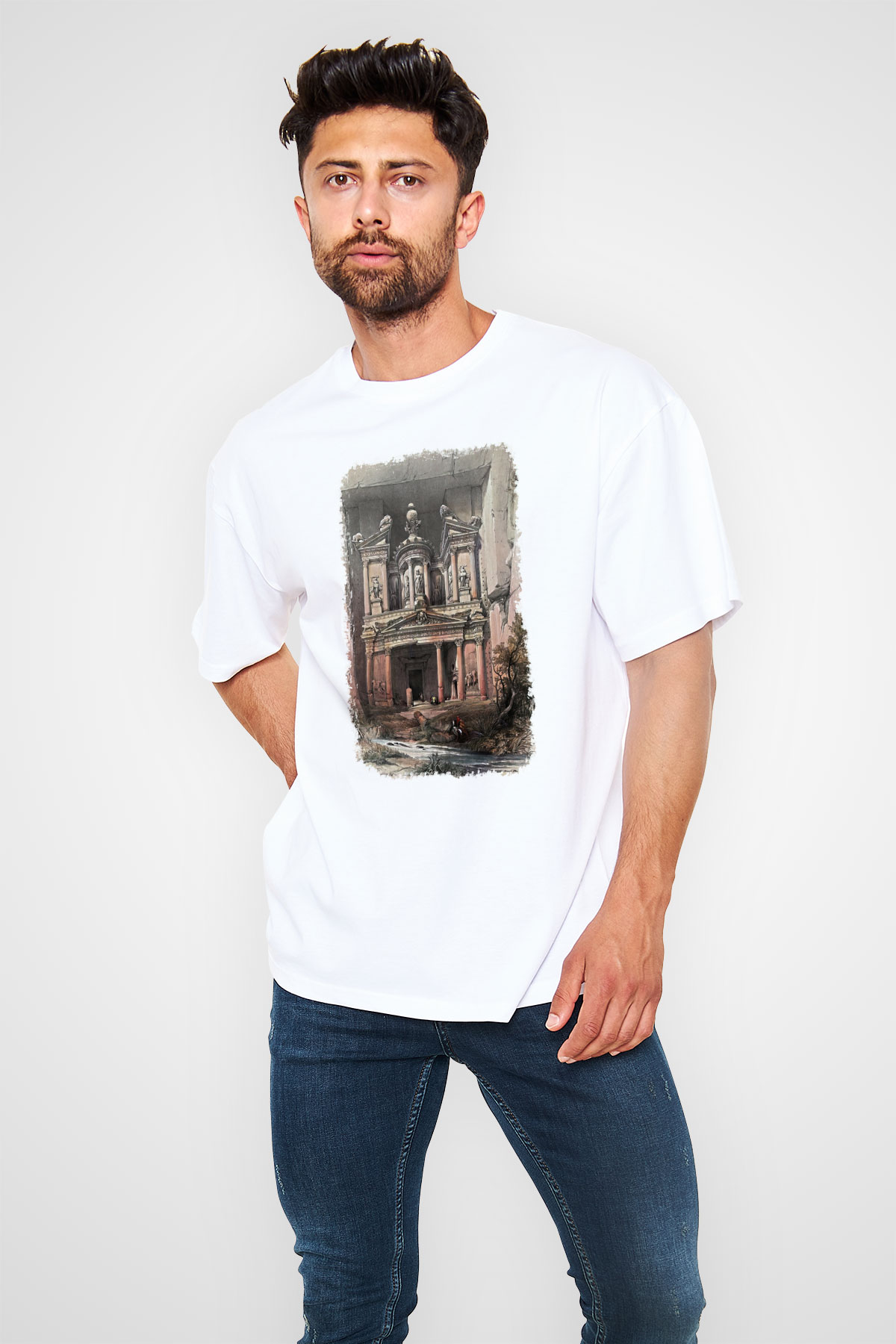 Petra Beyaz Unisex Oversize Tişört T-Shirt