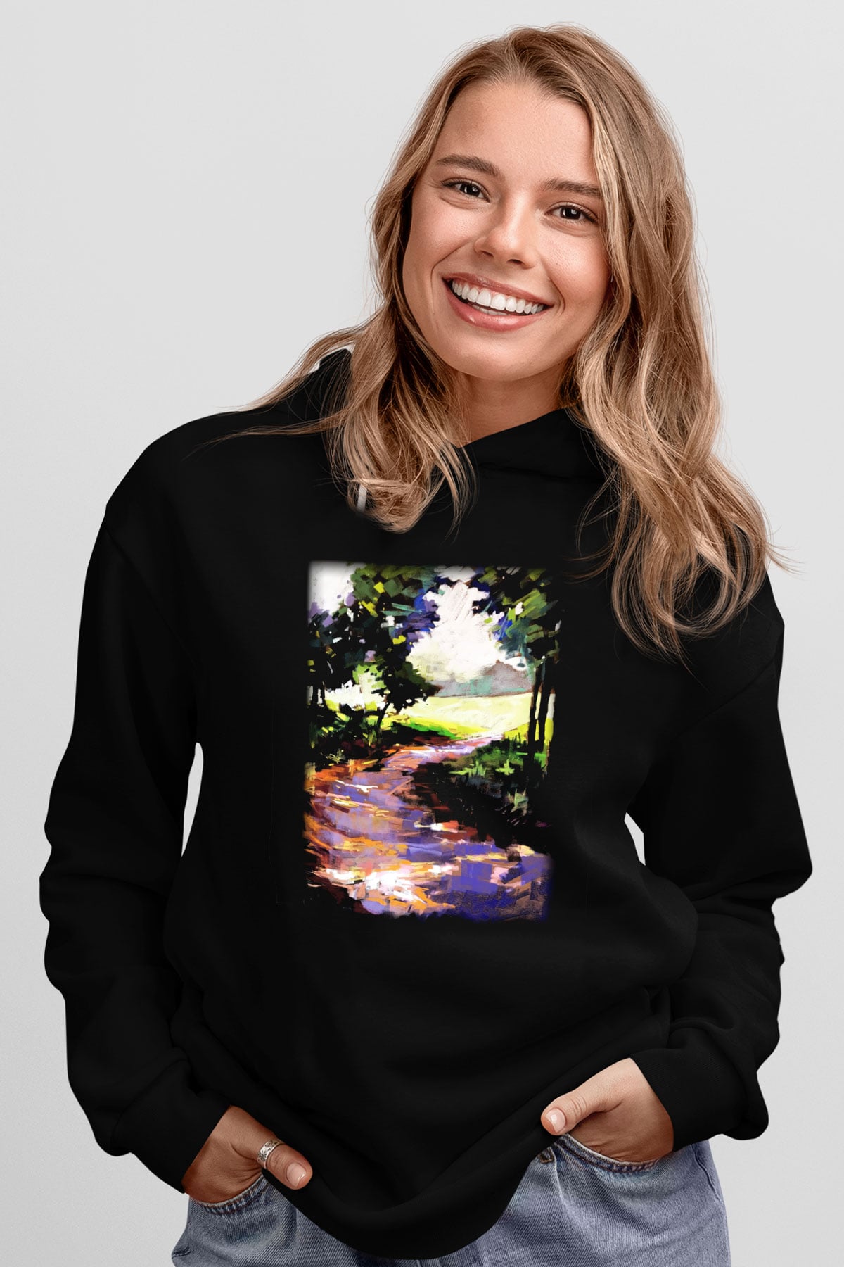 Peyzaj Siyah Unisex Hoodie