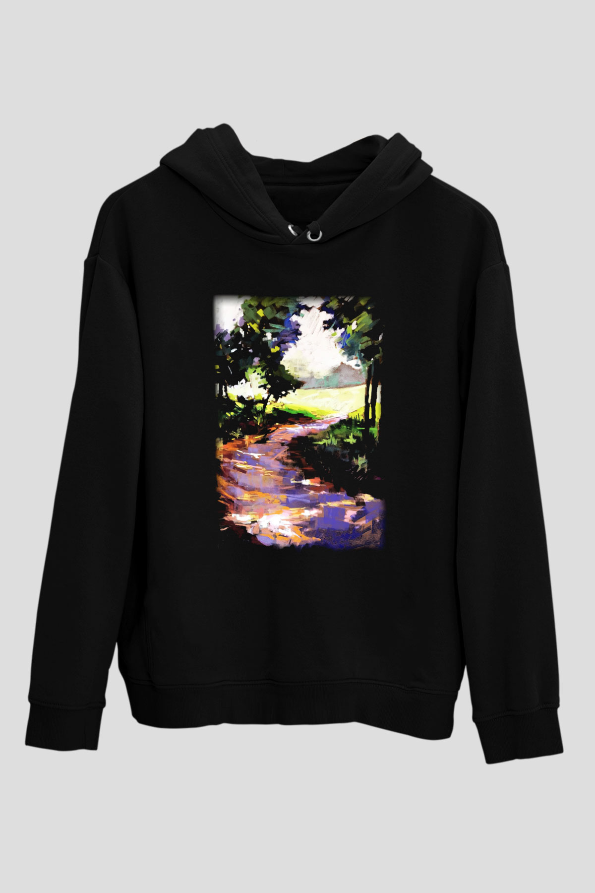 Peyzaj Siyah Unisex Hoodie