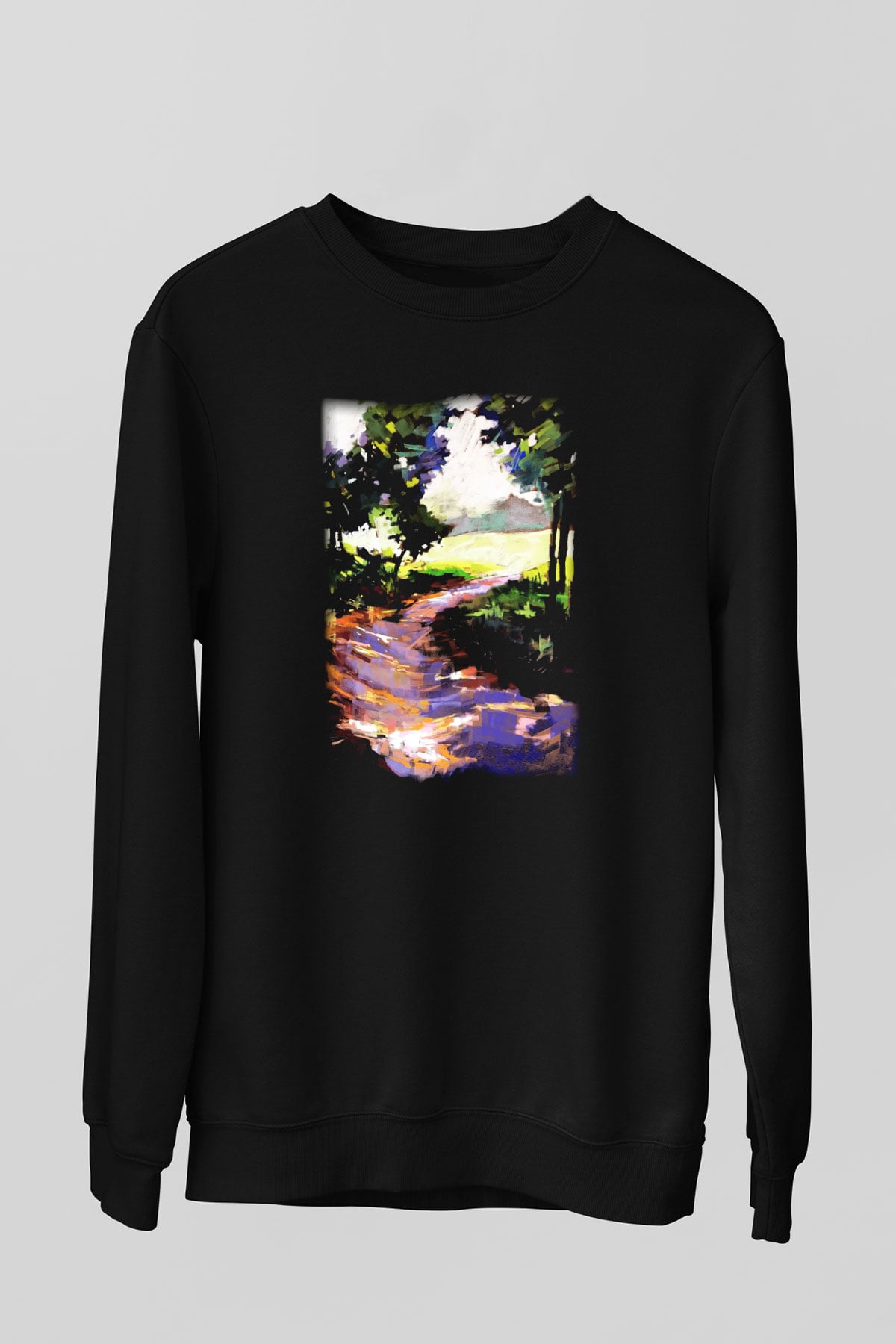 Peyzaj Siyah Unisex Sweatshirt