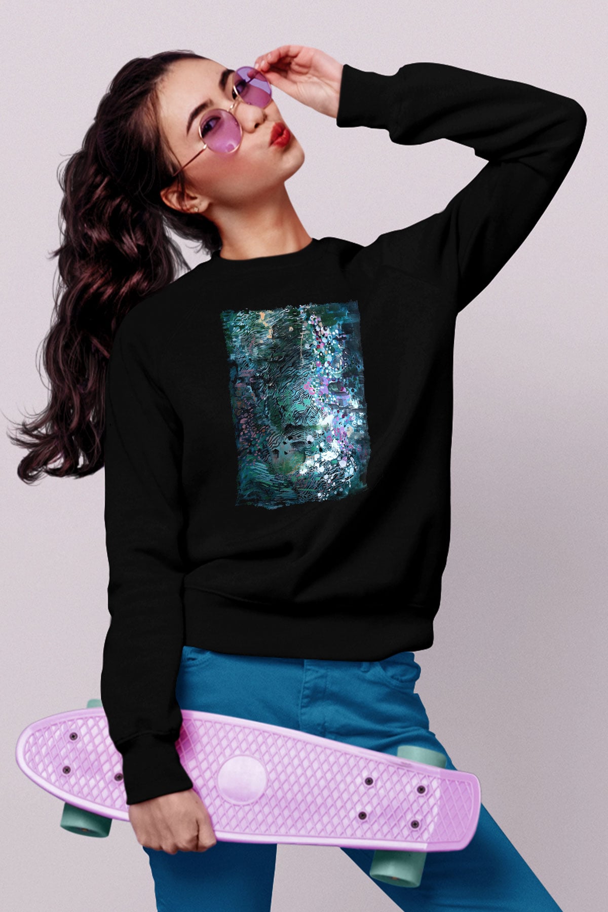 Peyzaj Siyah Unisex Sweatshirt