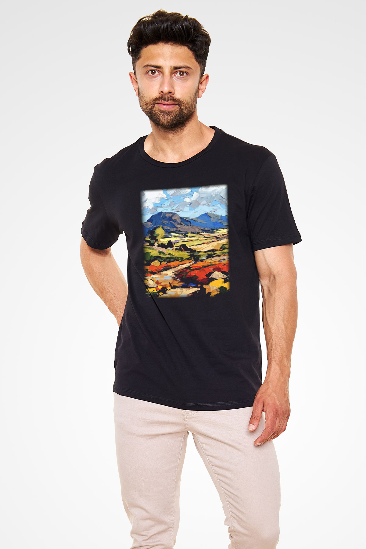 Peyzaj Siyah Unisex Tişört T-Shirt - TişörtFabrikası