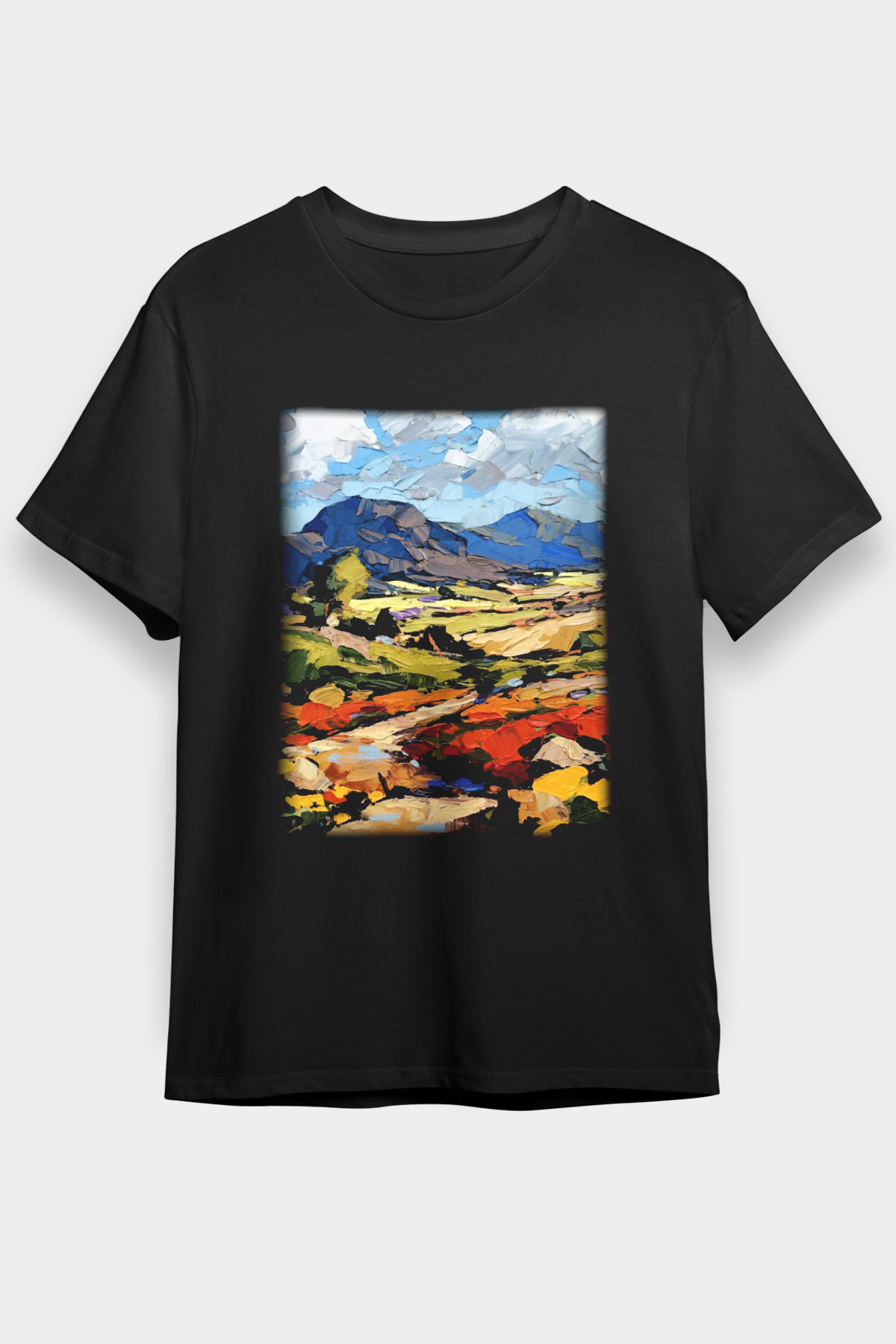 Peyzaj Siyah Unisex Tişört T-Shirt - TişörtFabrikası