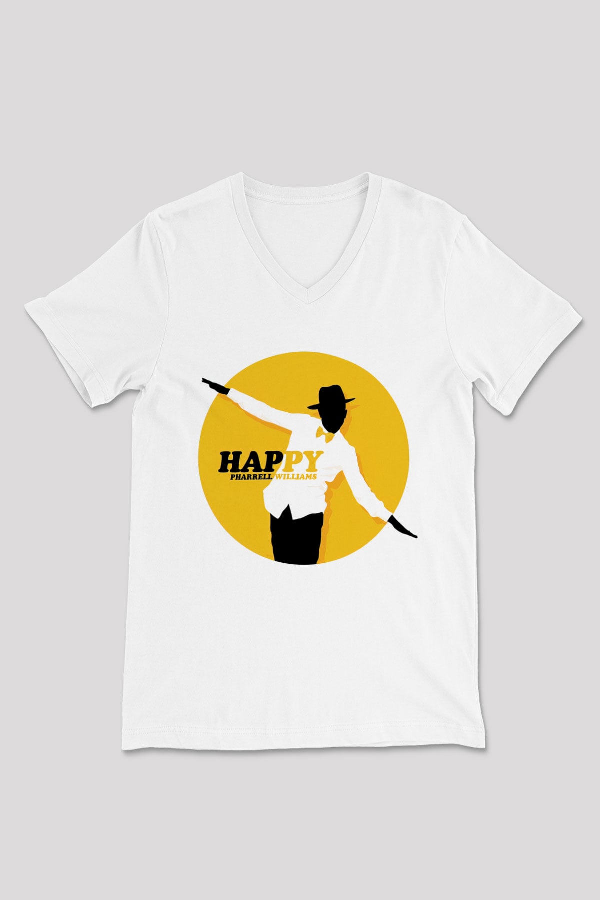 Pharrel Williams Beyaz Unisex V Yaka Tişört T-Shirt