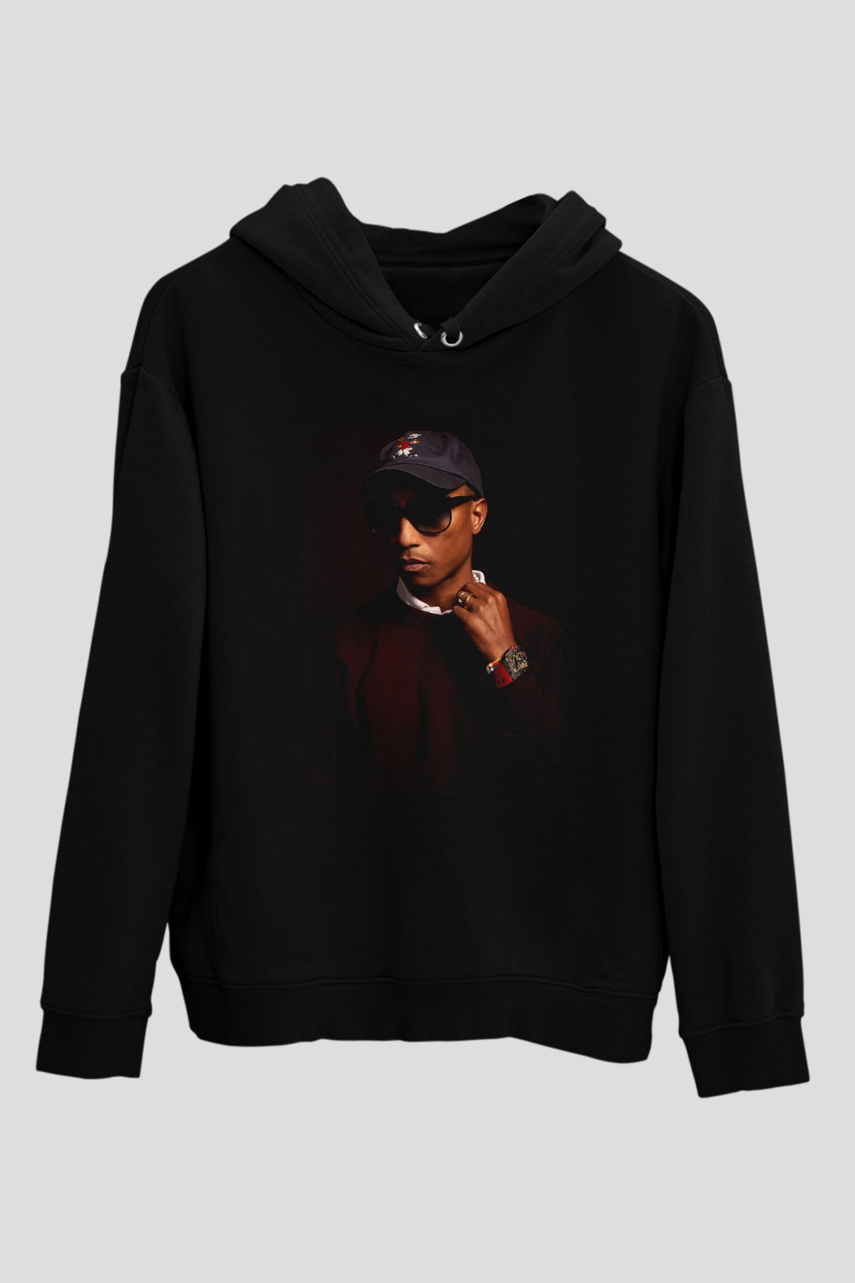 Pharrel Williams Siyah Unisex Kapüşonlu Sweatshirt