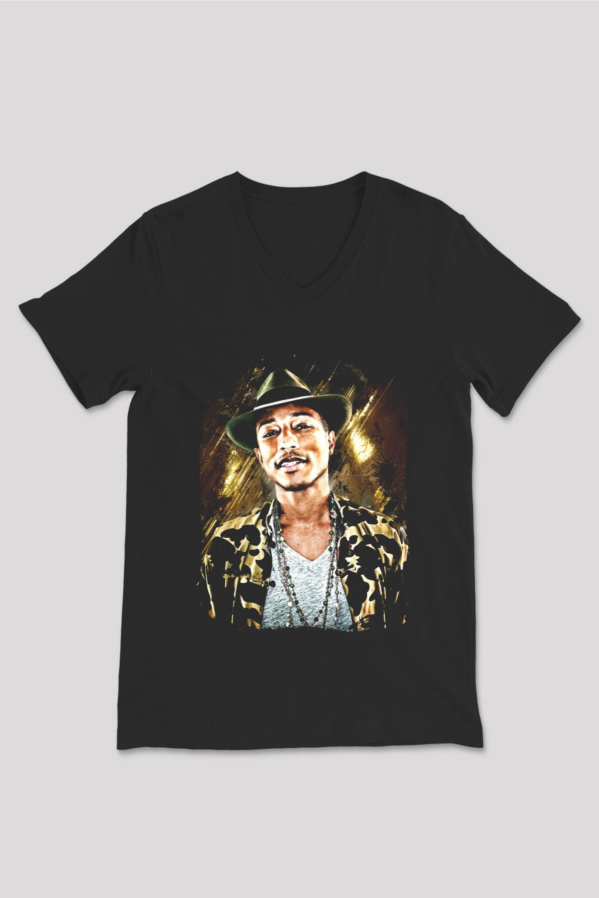 Pharrel Williams Siyah Unisex V Yaka Tişört