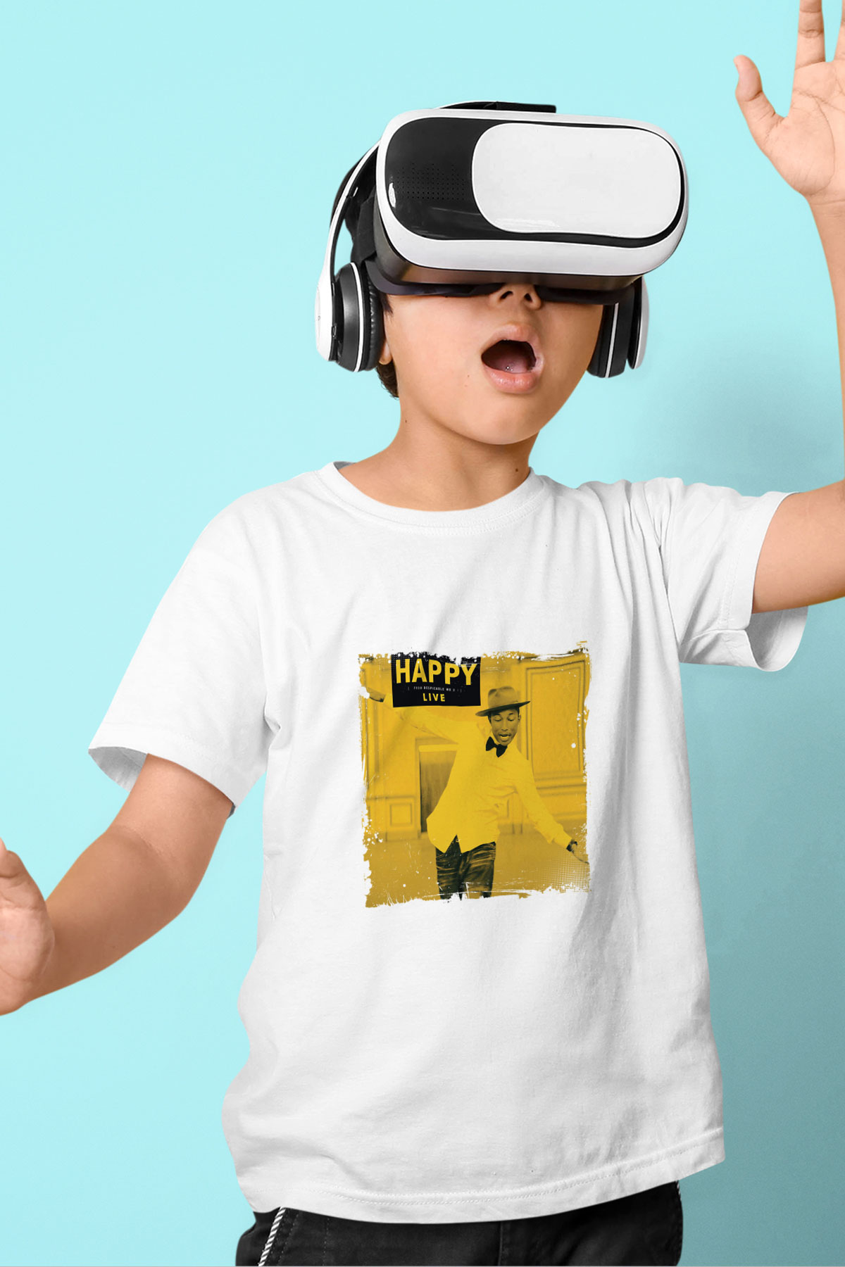 Pharrell Williams Baskılı Unisex Beyaz Çocuk Tişört