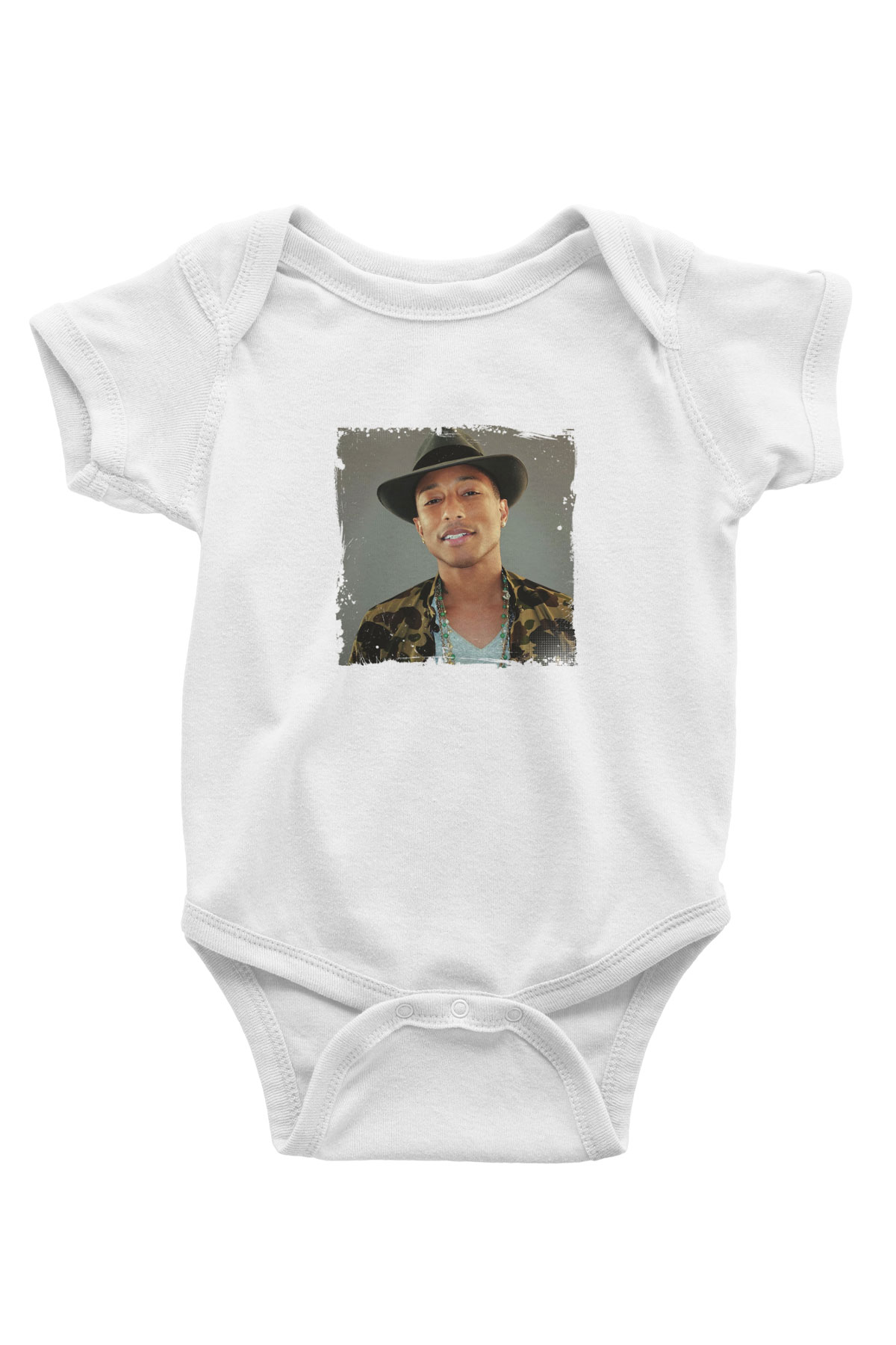 Pharrell Williams Baskılı Unisex Beyaz Bebek Body - Zıbın