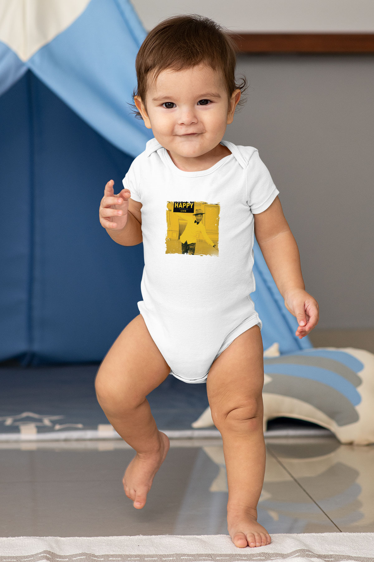 Pharrell Williams Baskılı Unisex Beyaz Bebek Body - Zıbın