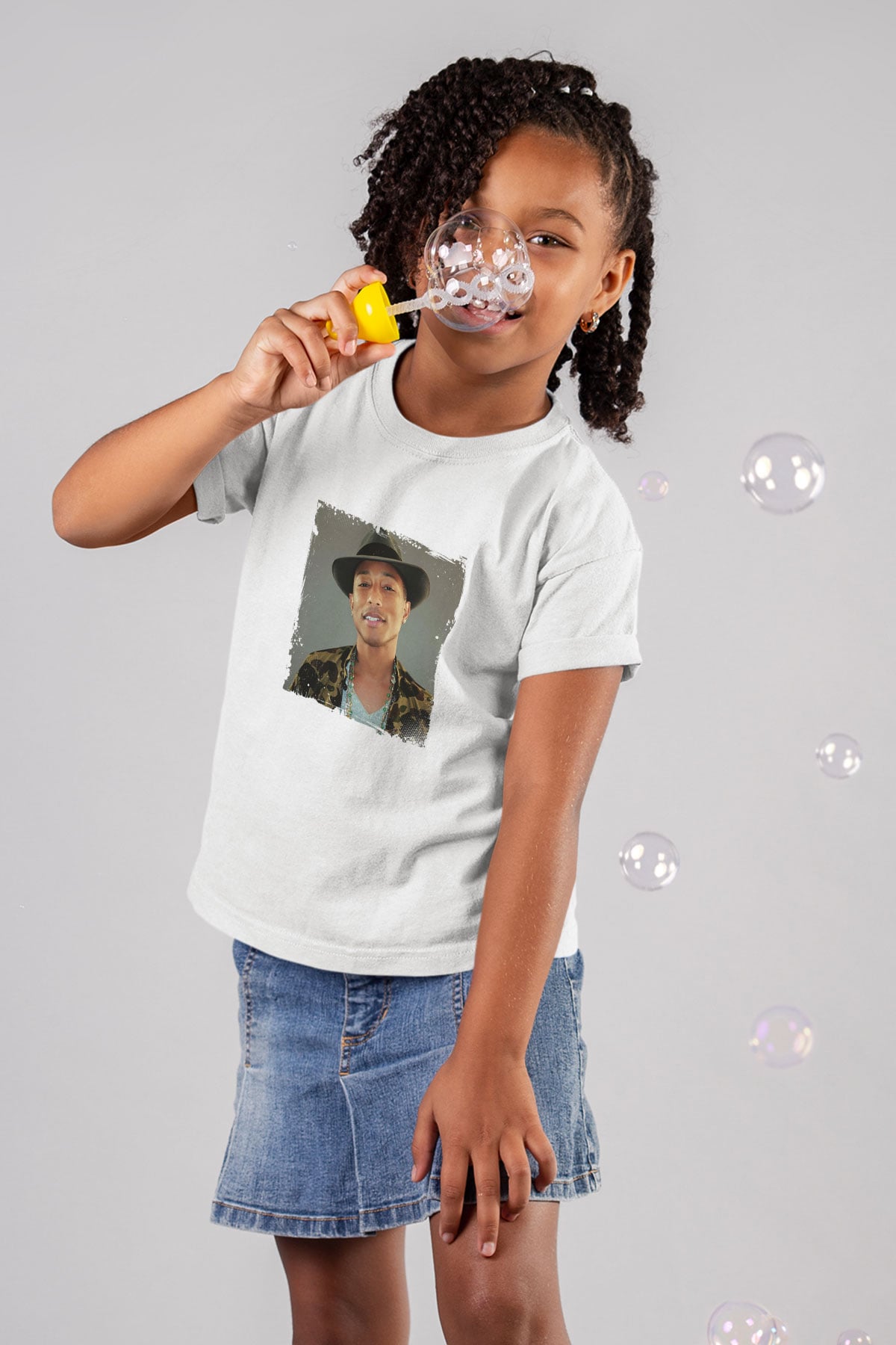 Pharrell Williams Baskılı Unisex Beyaz Çocuk Tişört