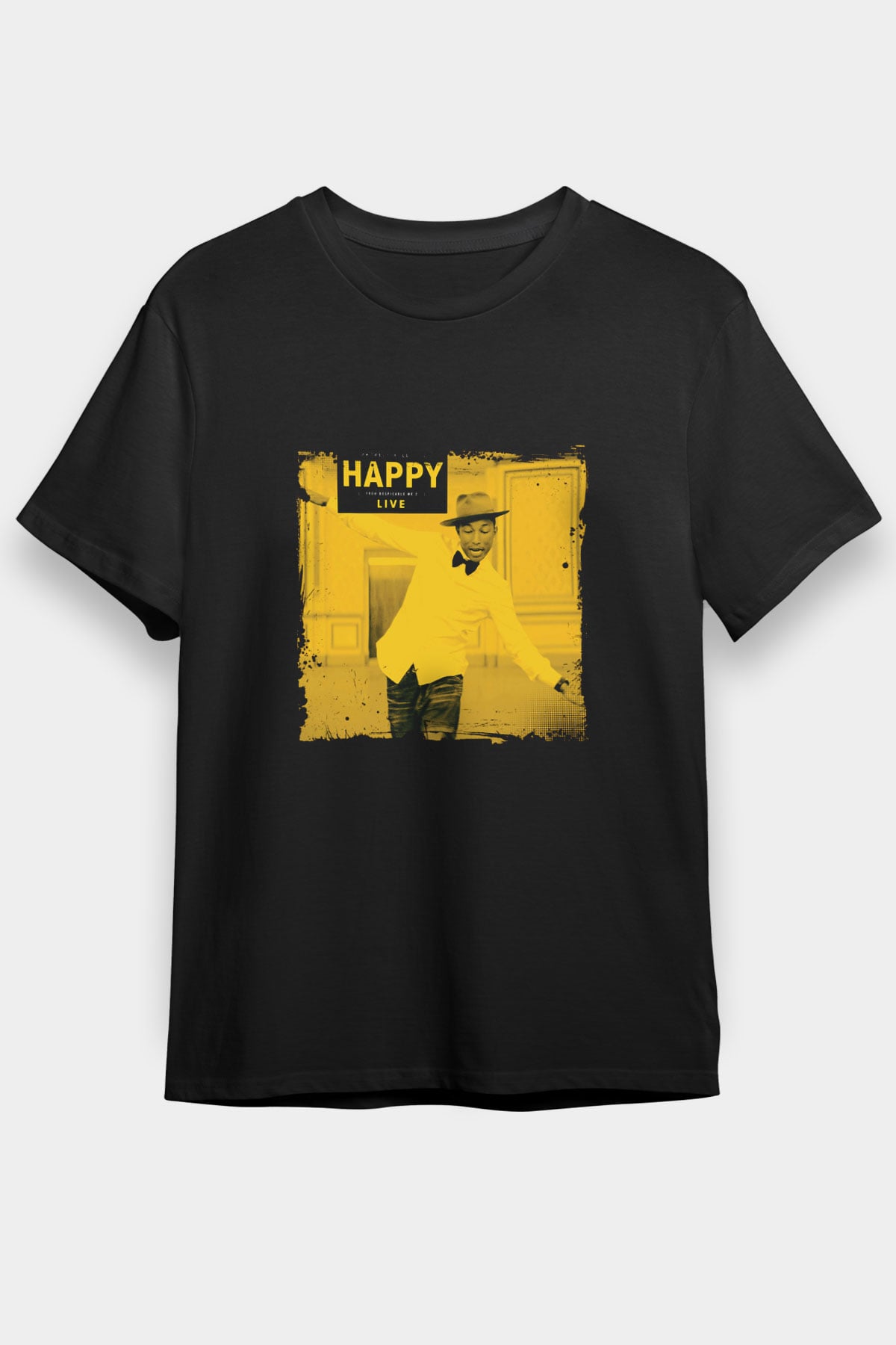Pharrell Williams Baskılı Unisex Siyah Tişört