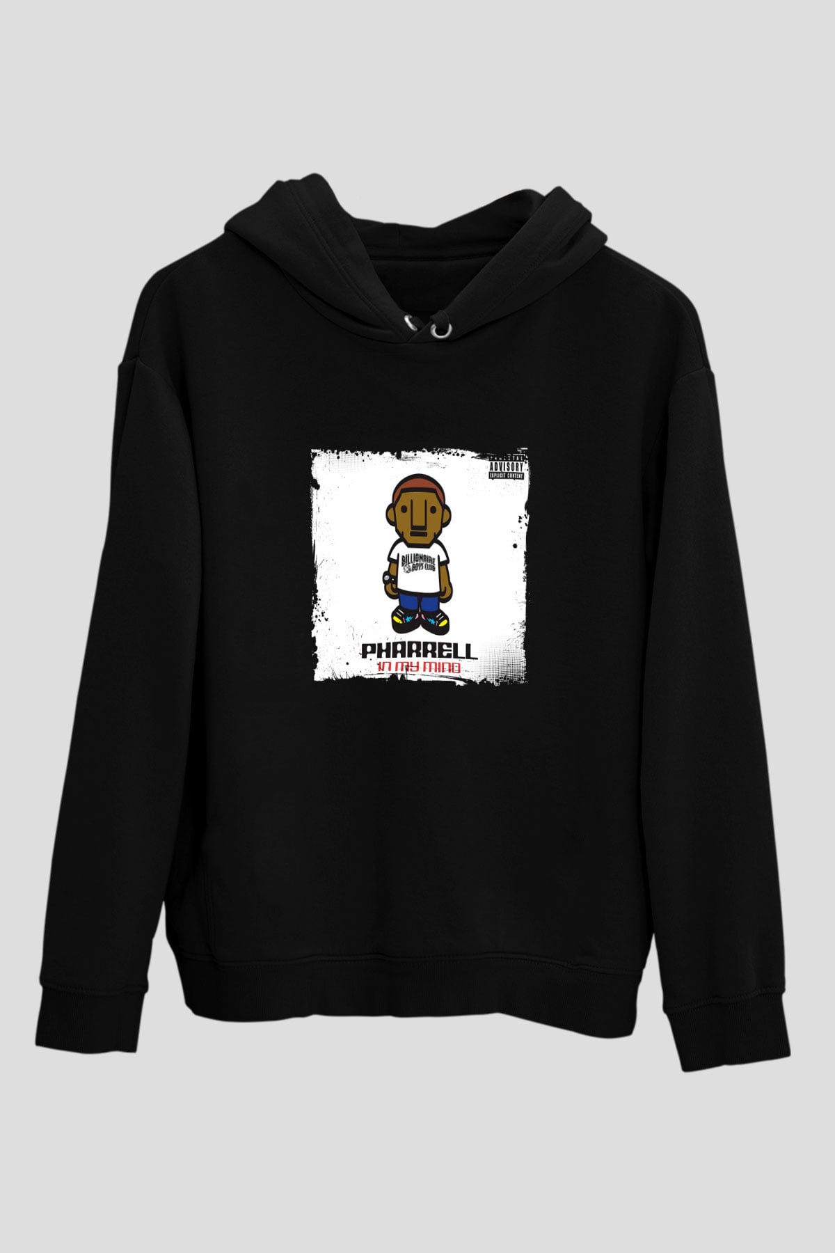 Pharrell Williams Baskılı Unisex Siyah Hoodie