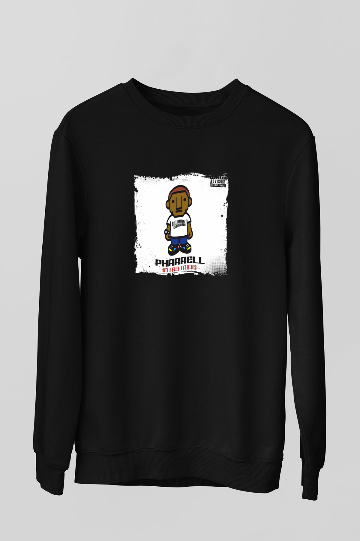 Pharrell Williams Baskılı Unisex Siyah Sweatshirt
