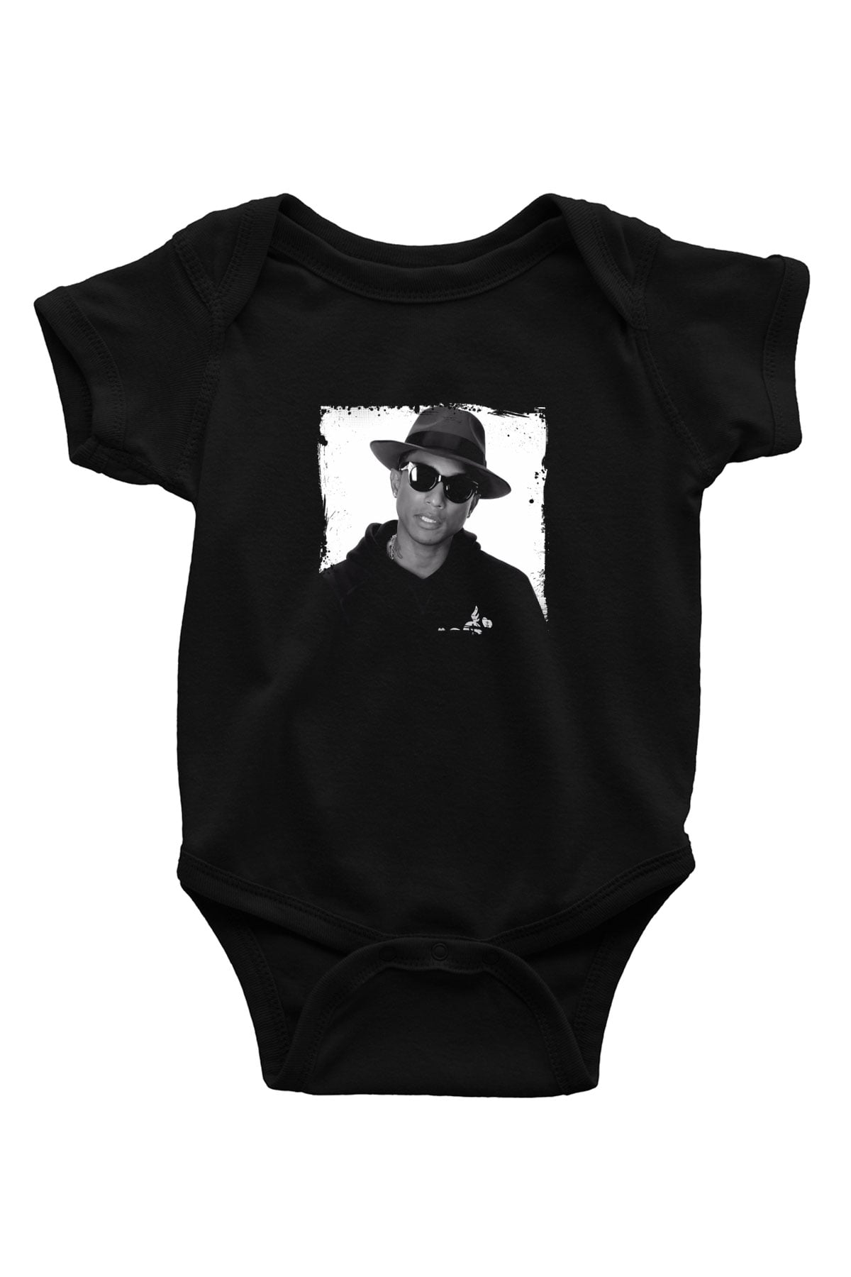 Pharrell Williams Baskılı Unisex Siyah Bebek Body - Zıbın