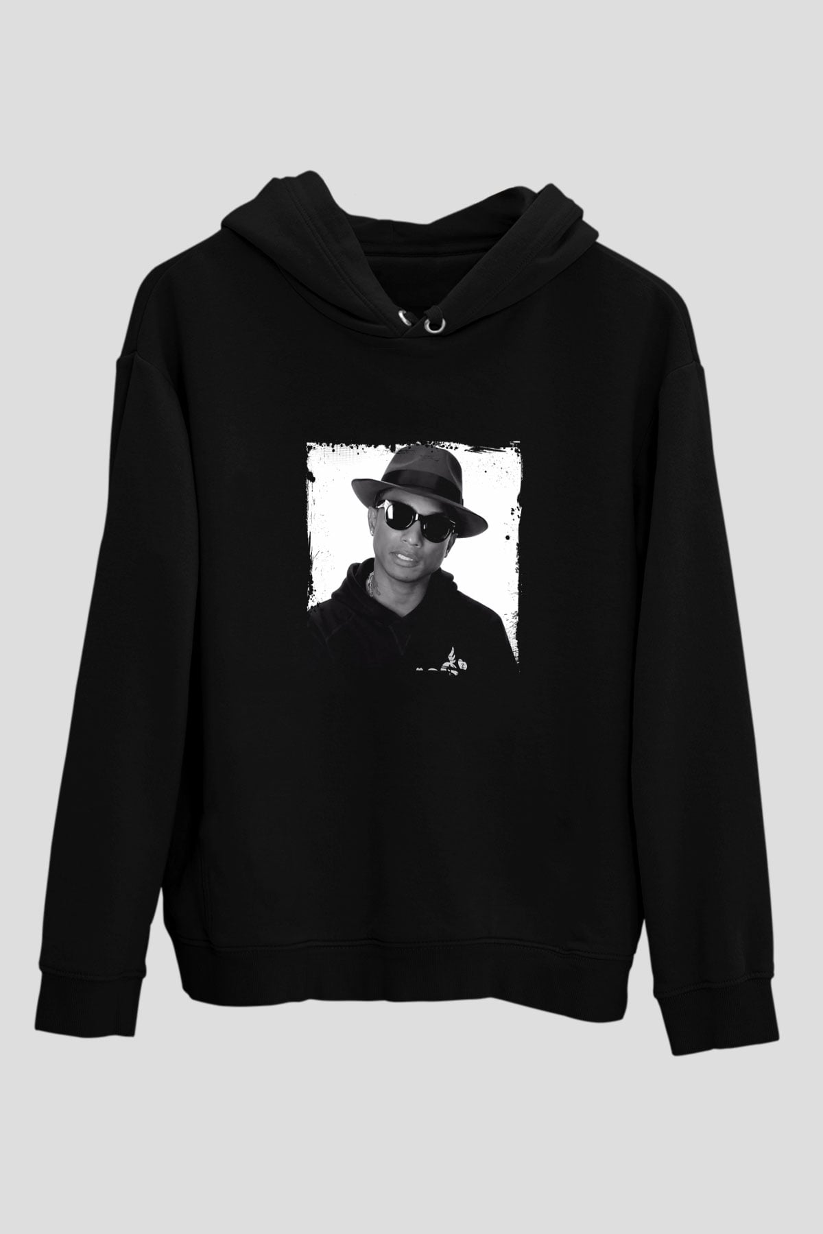 Pharrell Williams Baskılı Unisex Siyah Hoodie
