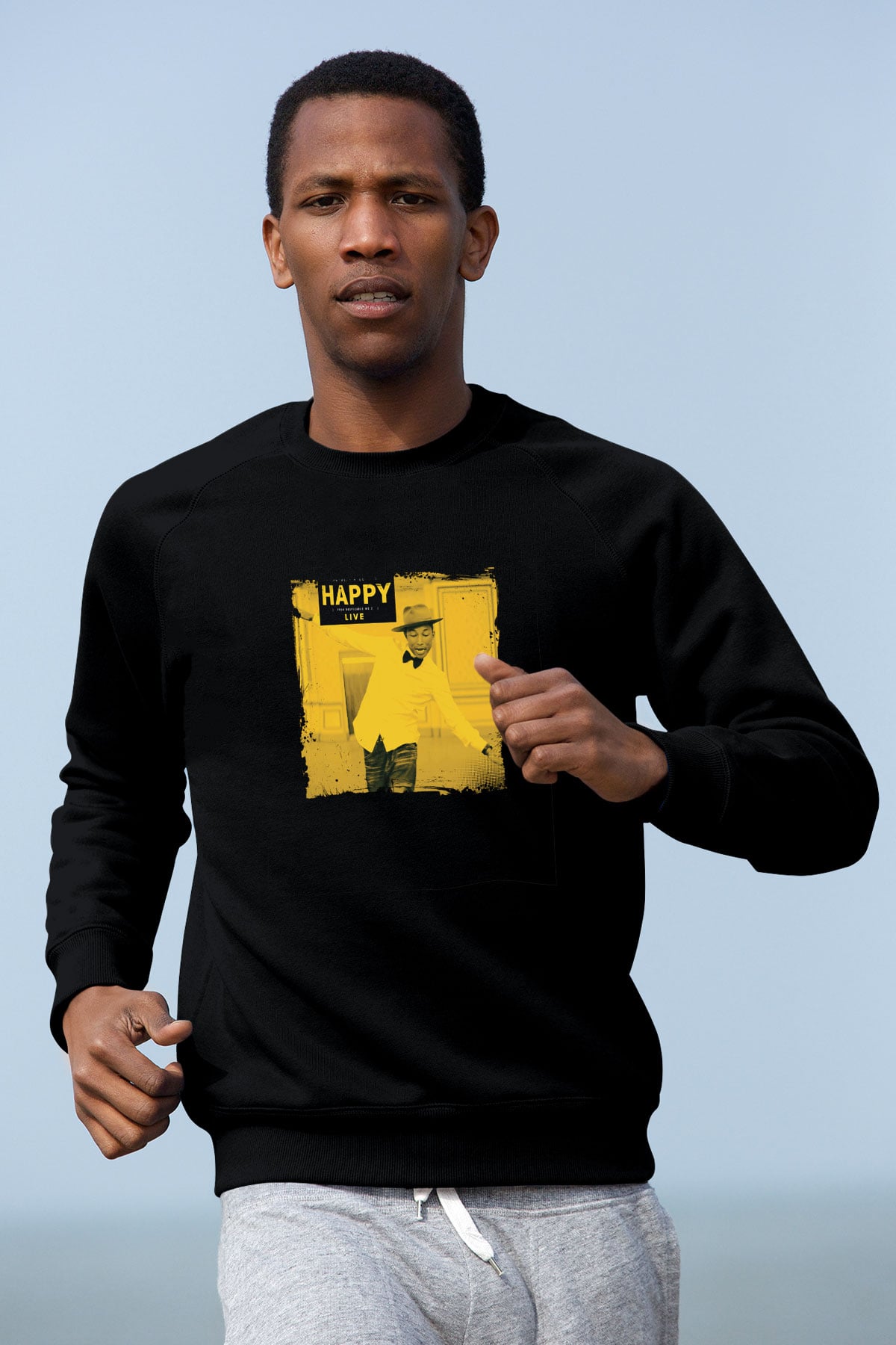 Pharrell Williams Baskılı Unisex Siyah Sweatshirt