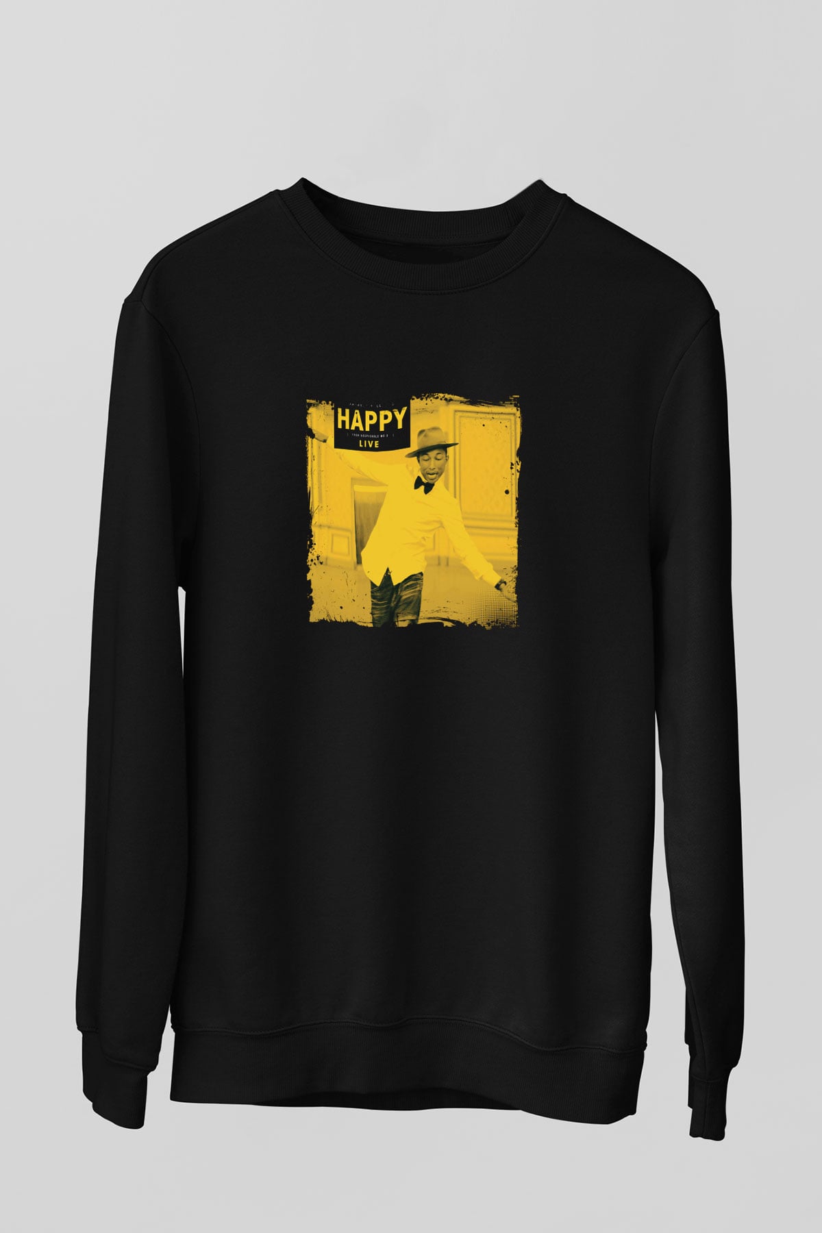 Pharrell Williams Baskılı Unisex Siyah Sweatshirt